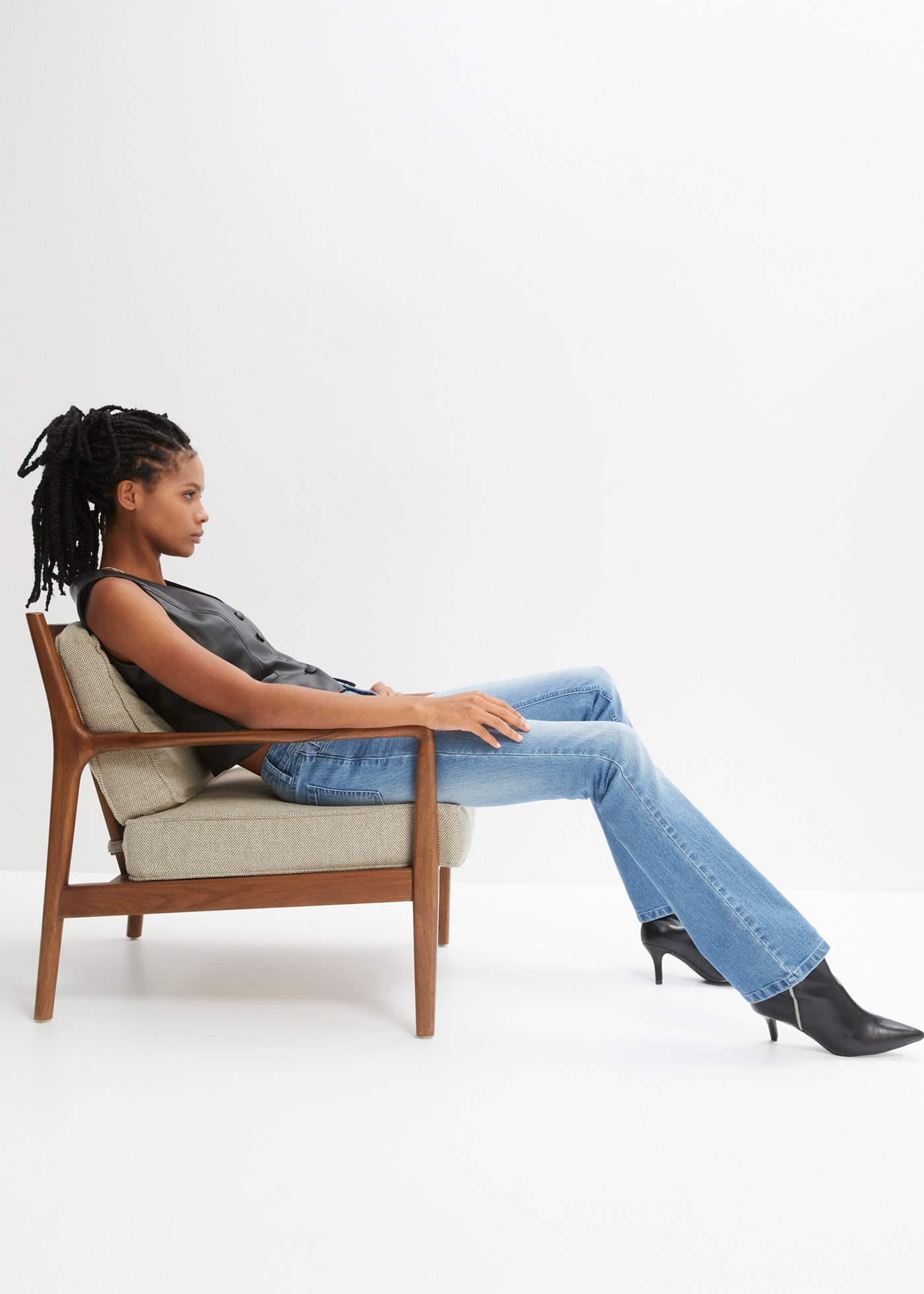 bonprix Schlagjeans »Flared Jeans Mid Waist, Stretch«, Flared Jeans Mid Waist, Stretch
