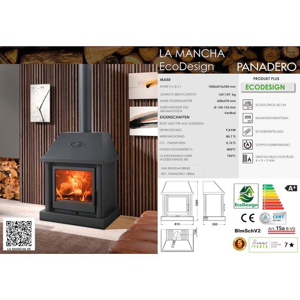 Panadero Kaminofen »Kaminofen La Mancha Ecodesign«