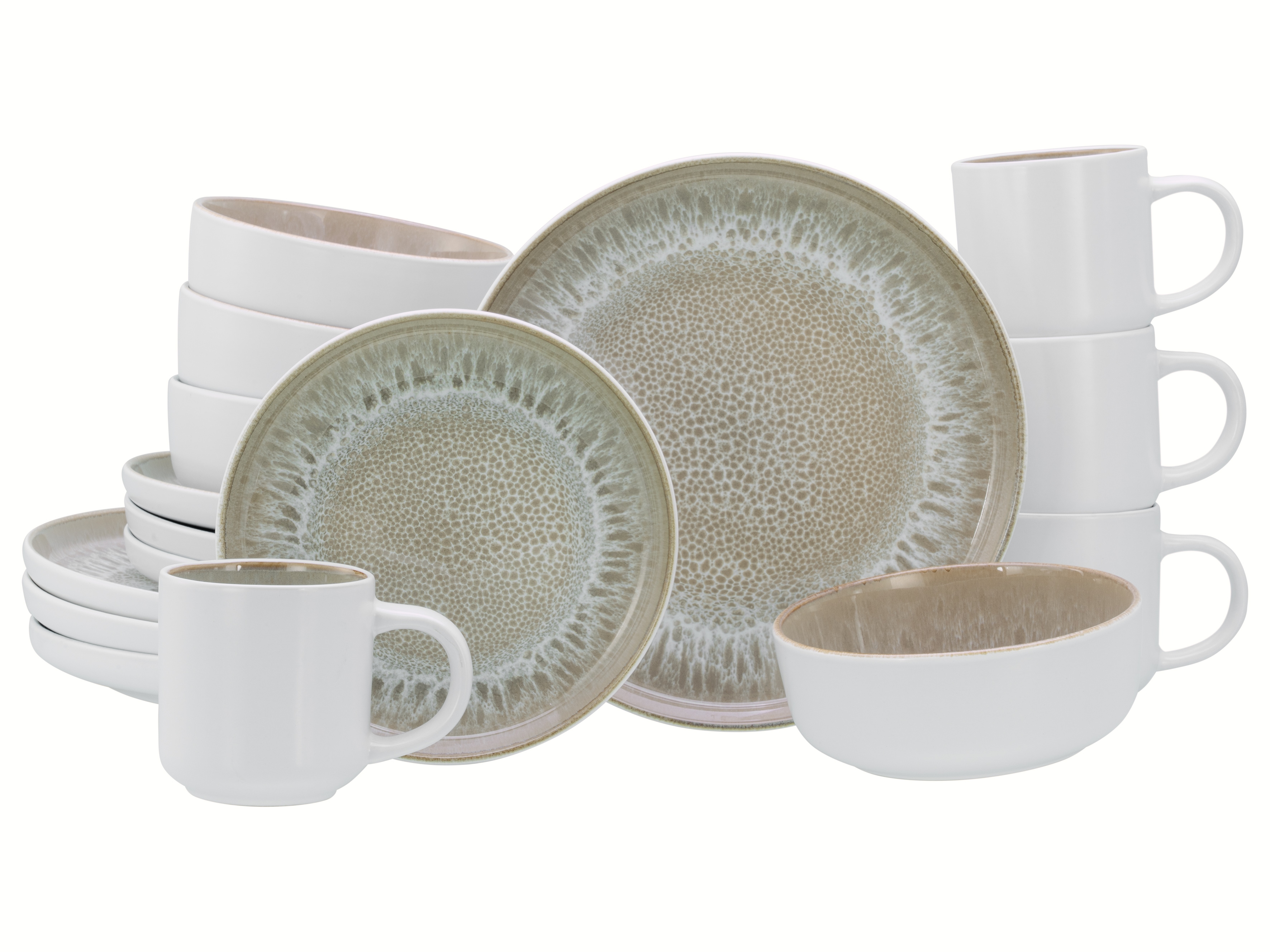 CreaTable Kombiservice "Nordic Fjord, Service 16-tlg." Reaktive Glasur, Einzigartiger Look