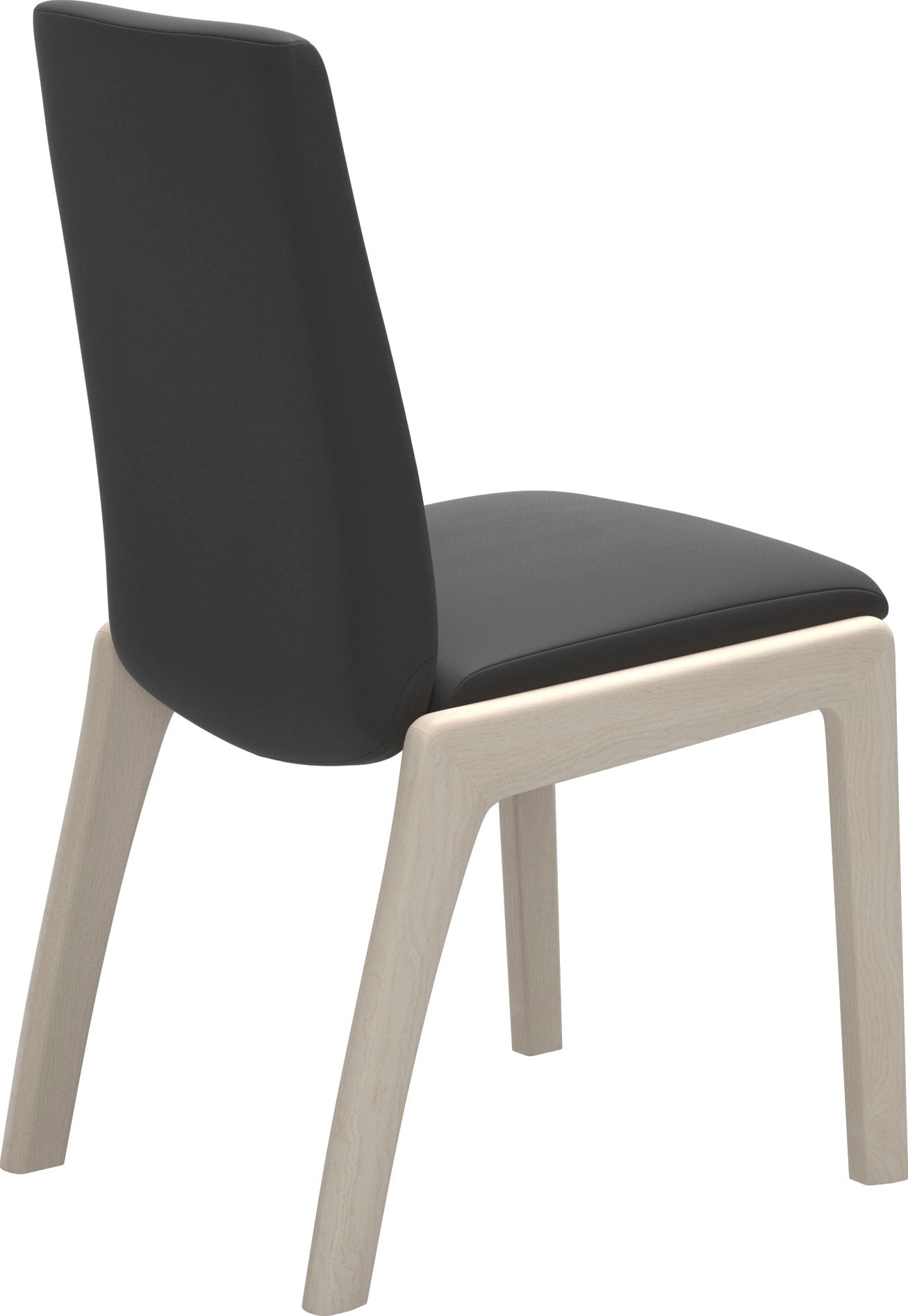 Polsterstuhl STRESSLESS "Laurel", grau (rock paloma, eiche gekalkt), B:57cm H:92cm T:59cm, Leder PALOMA: PALOMA ist ein durchgefärbtes Semianilin-Möbelleder mit natürlicher Narbung., Stühle, Polsterstuhl, Low Back, Größe M, mit abgerundeten Beinen in Eich 3