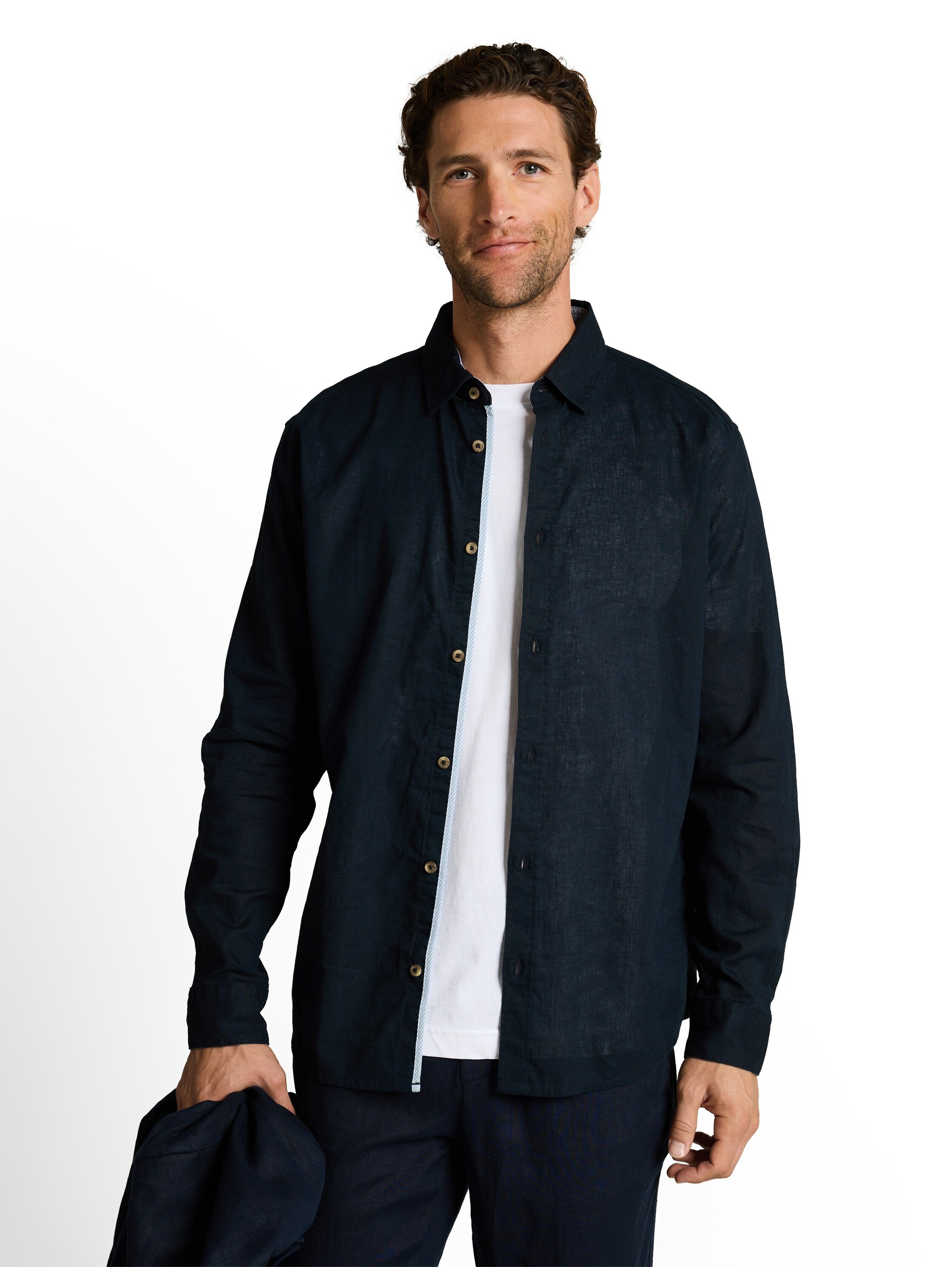 TOM TAILOR Langarmhemd mit Leinen günstig online kaufen