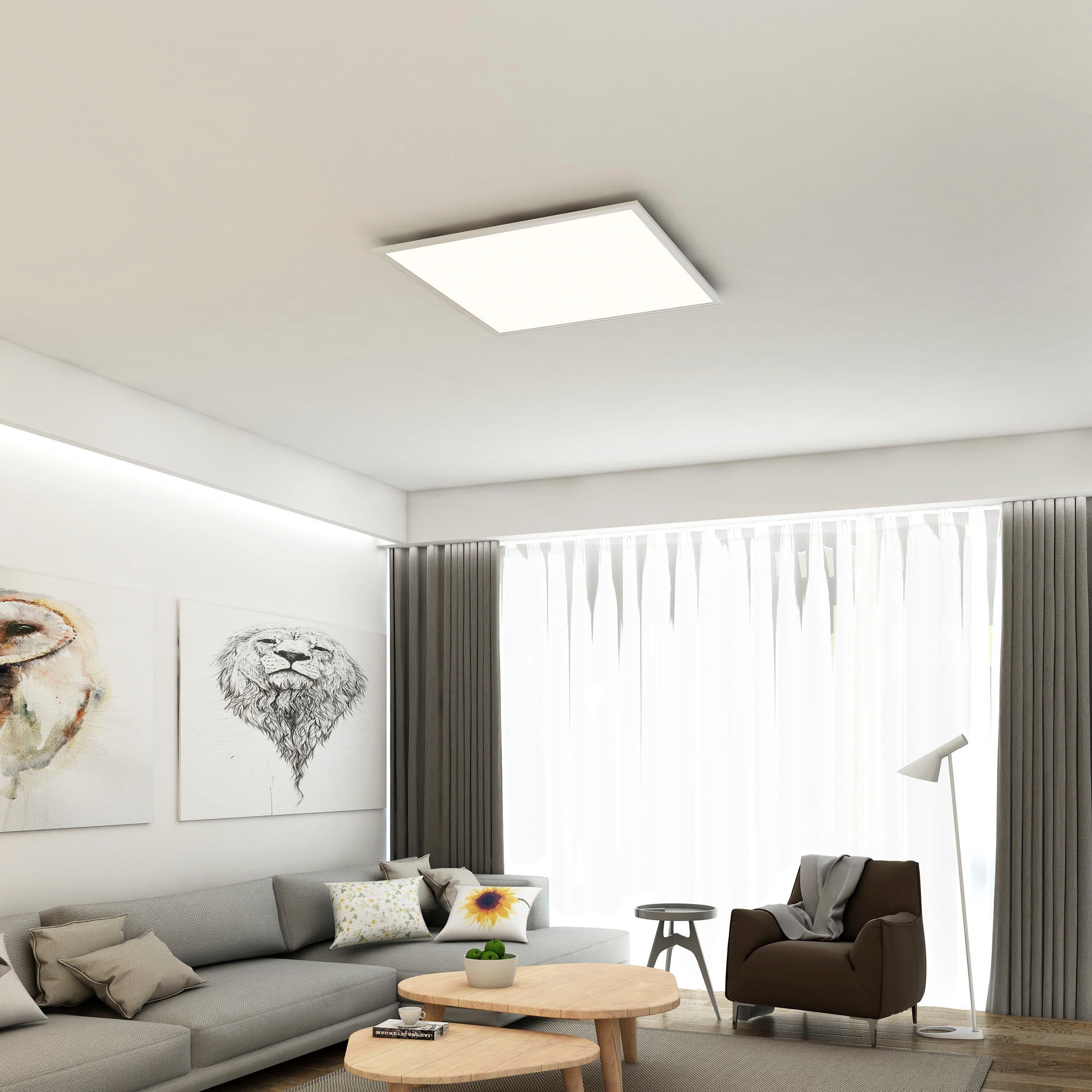 Briloner Leuchten LED Deckenleuchte »7192016 Simple«, Leuchtmittel LED-Board | LED fest integriert, Deckenlampe, 59,5x59,5x6cm, Weiß, 38W, Wohnzimmer, Schlafzimmer, Flur