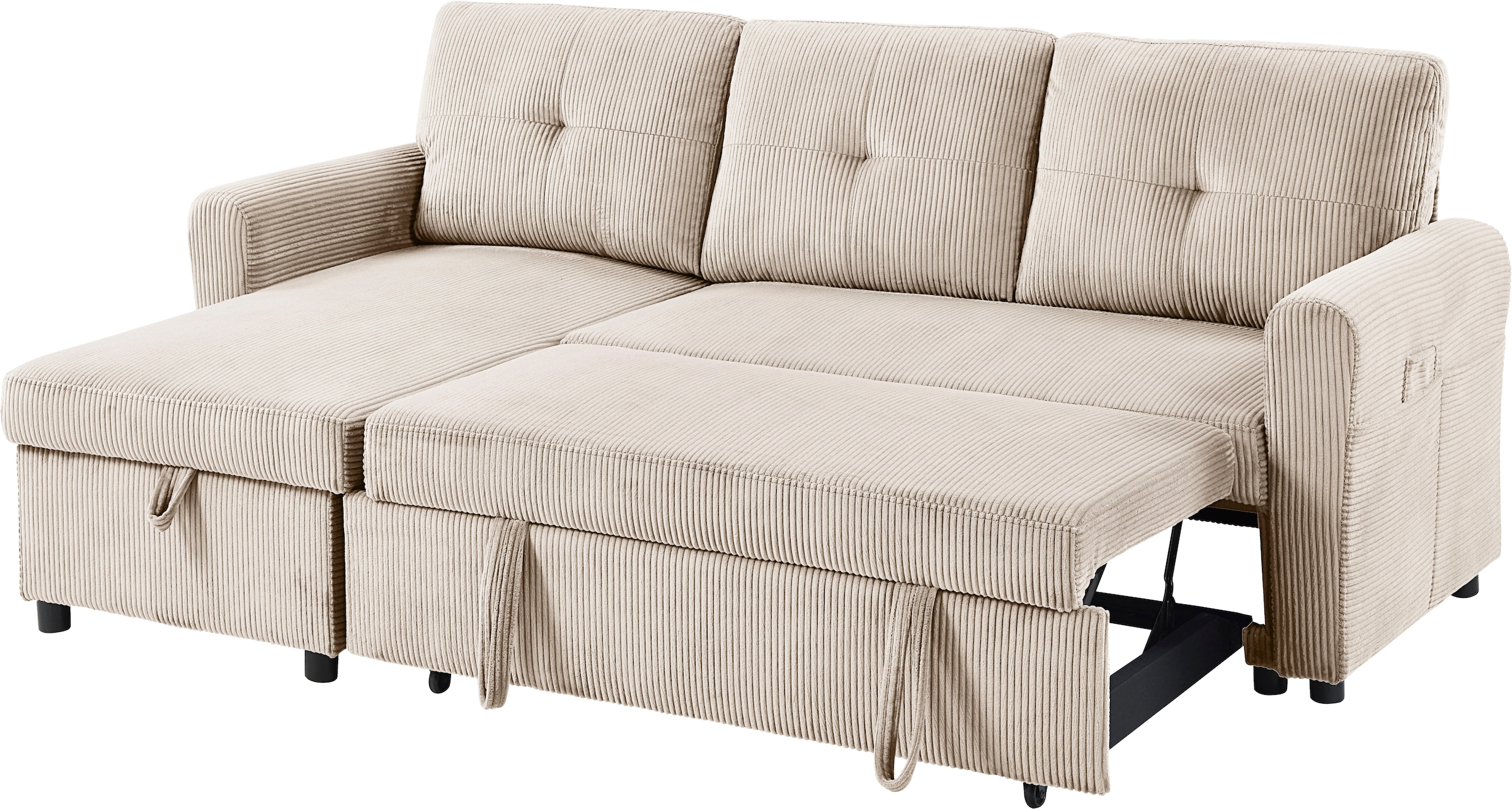 ATLANTIC home collection Schlafsofa »Gustavo L-Form«, mit Schlaffunktion, Stauraum & seitlichen Taschen