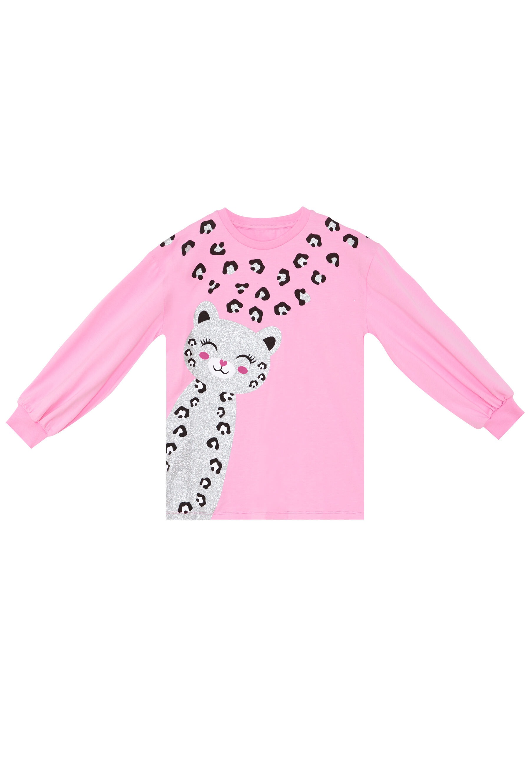 Denokids Hausanzug »Set Glitter Leo«, mit Leopard-Motiv in Silber-Glitzer