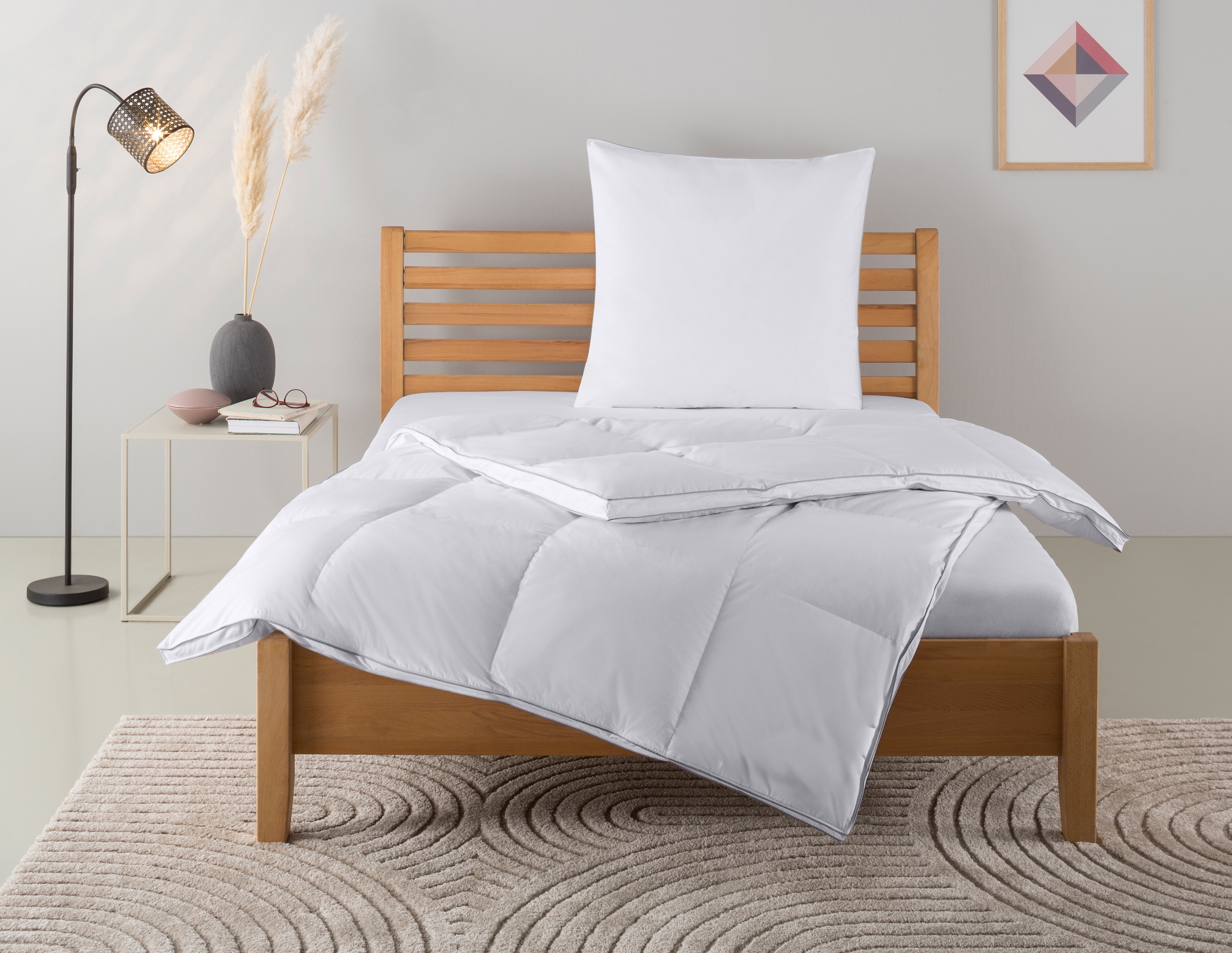 OTTO home Daunenbettdecke + Kopfkissen "Moulle, Bettdecke in 135x200 cm, 155x220 cm, 2-tlg." Set mit Kissen 40x80 cm, 80x80 cm, Sommer, Winter, Made in Germany