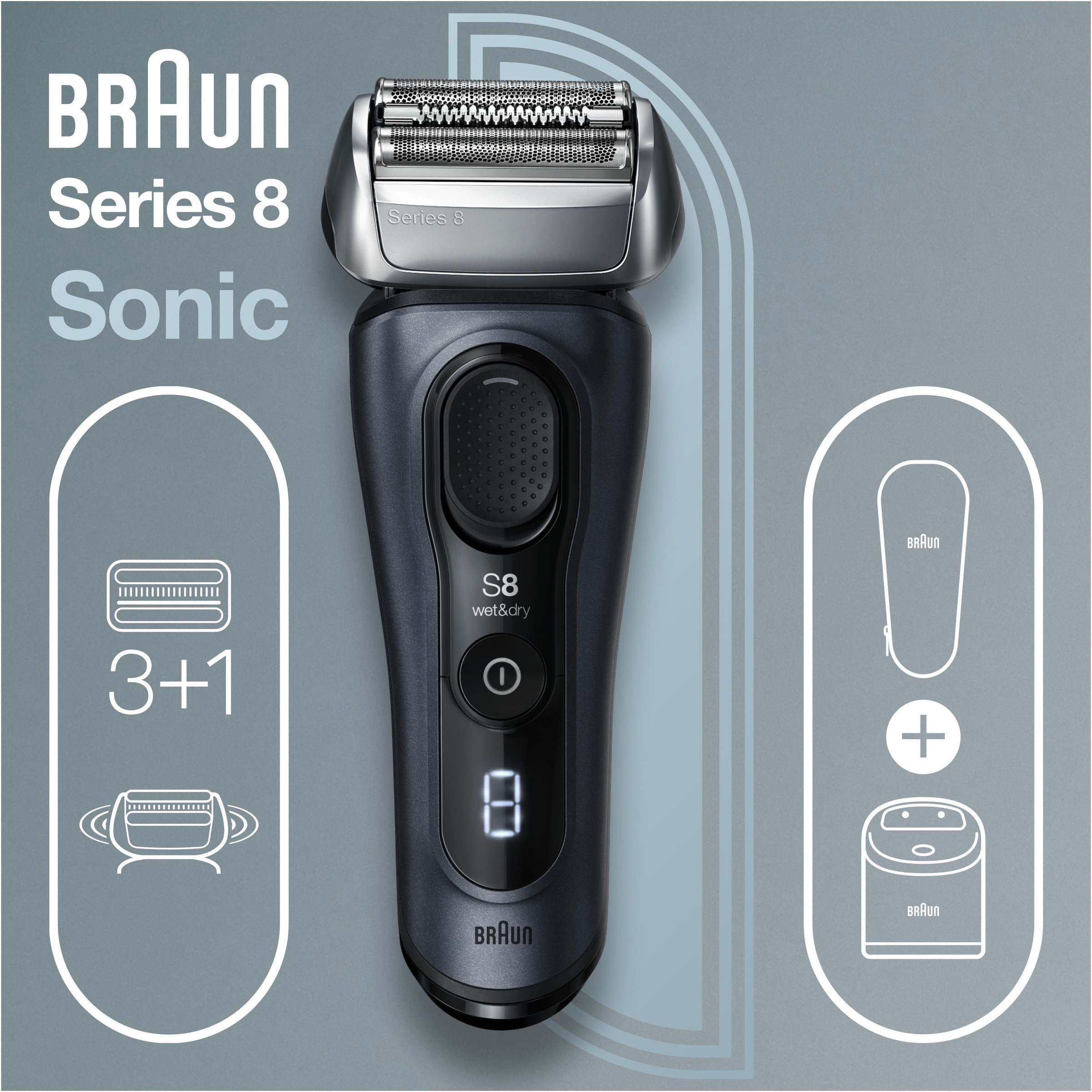 - Braun BAUR 8463cc«, St. 1 und Aufsätze | 5-Stufen-Reinigungs- Ladestation, Elektrorasierer »Series 8