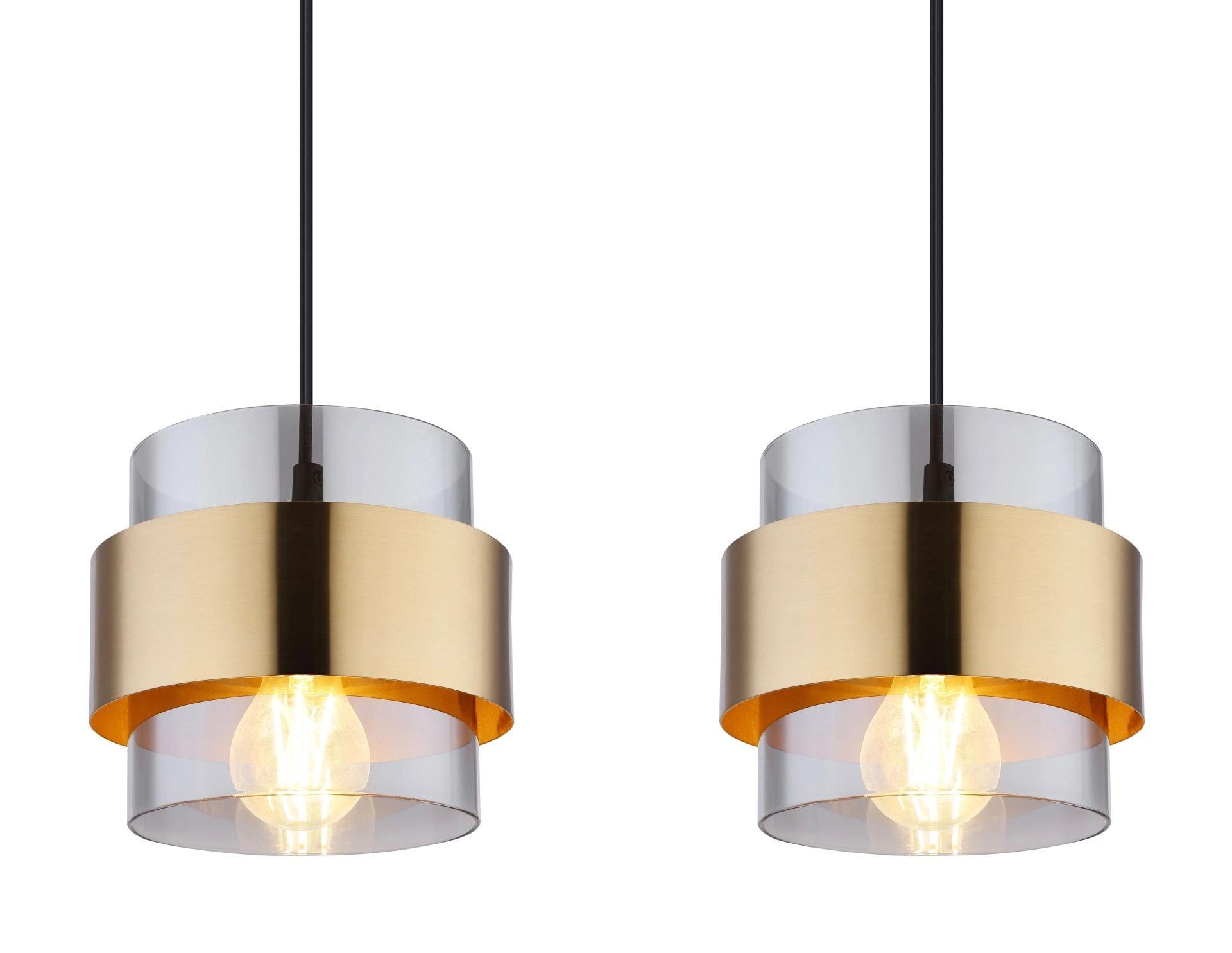 GLOBO LIGHTING Pendelleuchte »MILLEY«, Leuchtmittel E27 | ohne Leuchtmittel, Hängelampe, Hängeleuchte, Gläser, Messing, Wohnzimmer