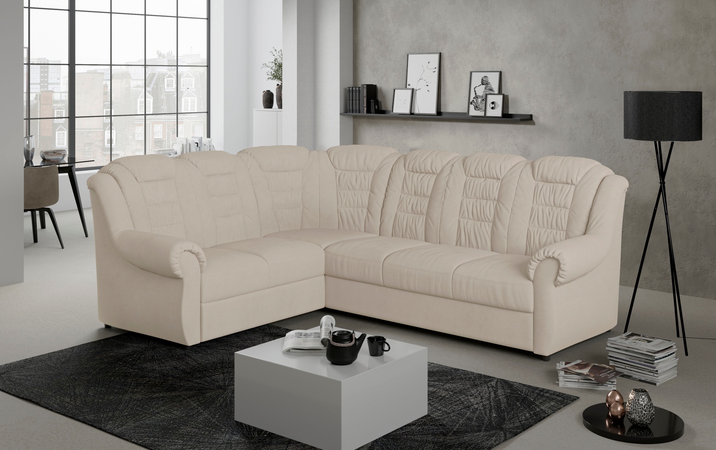 Home affaire Ecksofa »Boston L-Form«, mit hoher Rückenlehne, wahlweise mit Bettfunktion & Stauraum