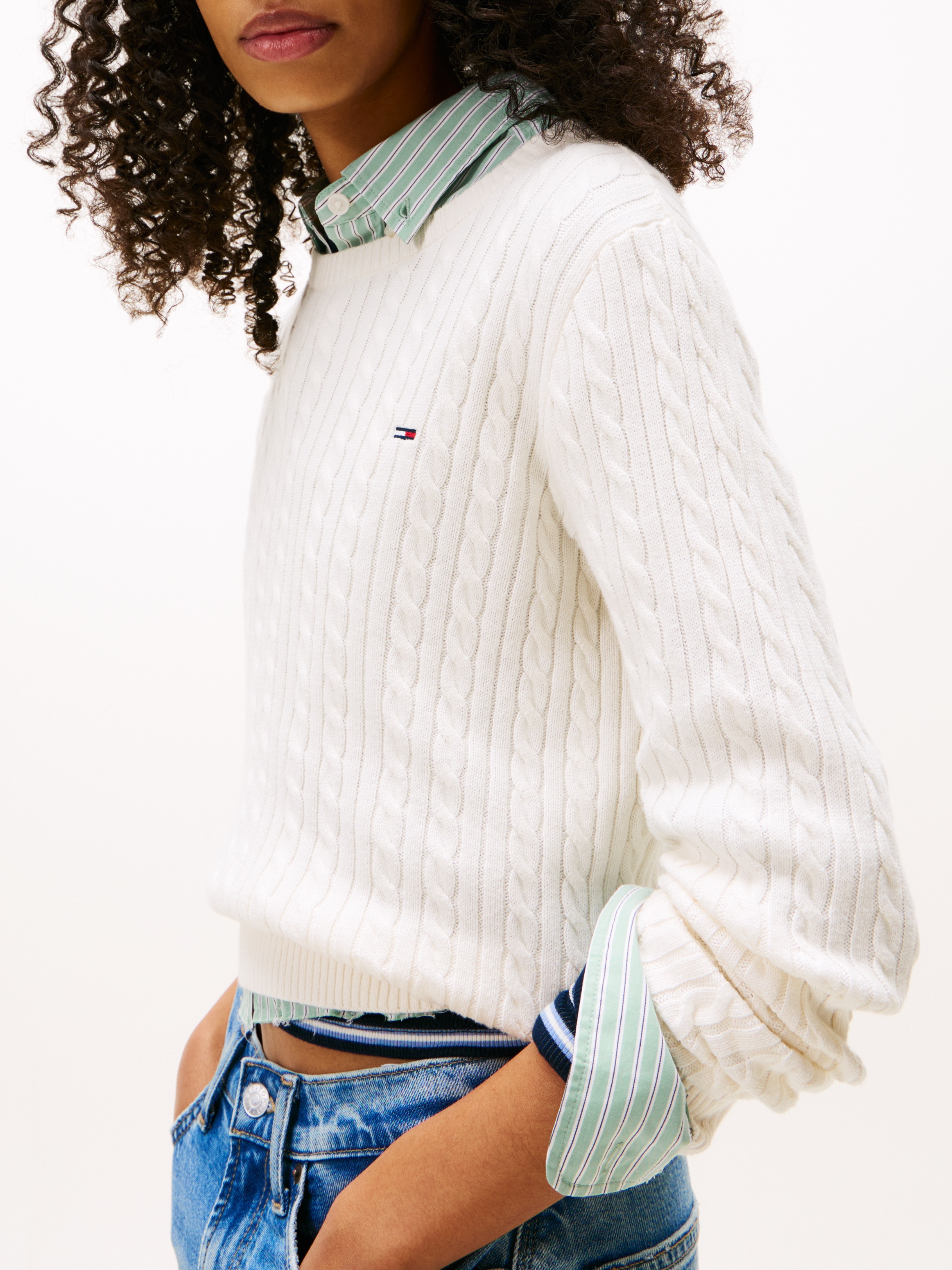 Tommy Jeans Strickpullover "TJW CABLE ESSENTIAL SWEATER", mit Zopfmuster günstig online kaufen