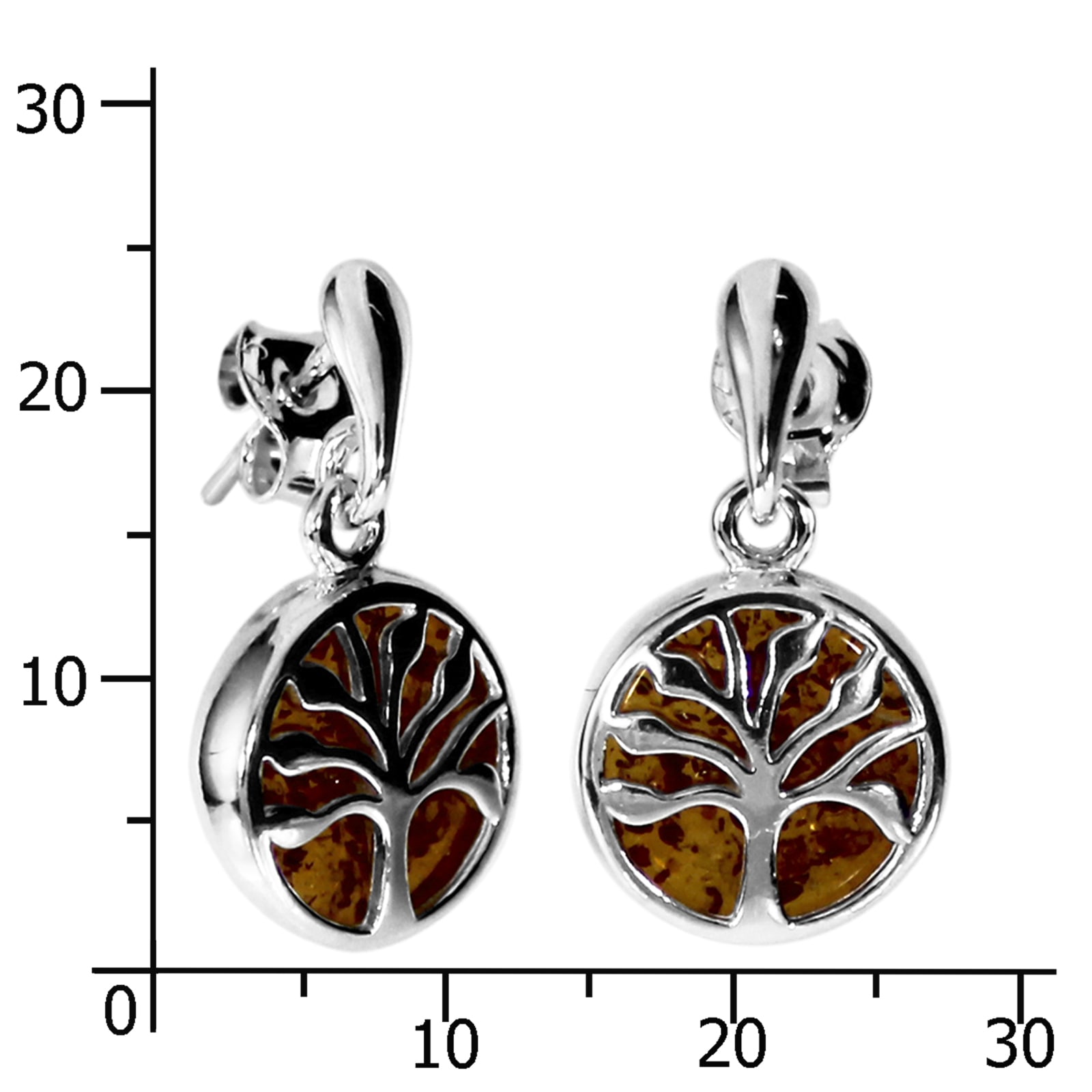 OSTSEE-SCHMUCK Paar Ohrhänger »- Lebensbaum 11 mm - Silber 925/000 - Bernstein«