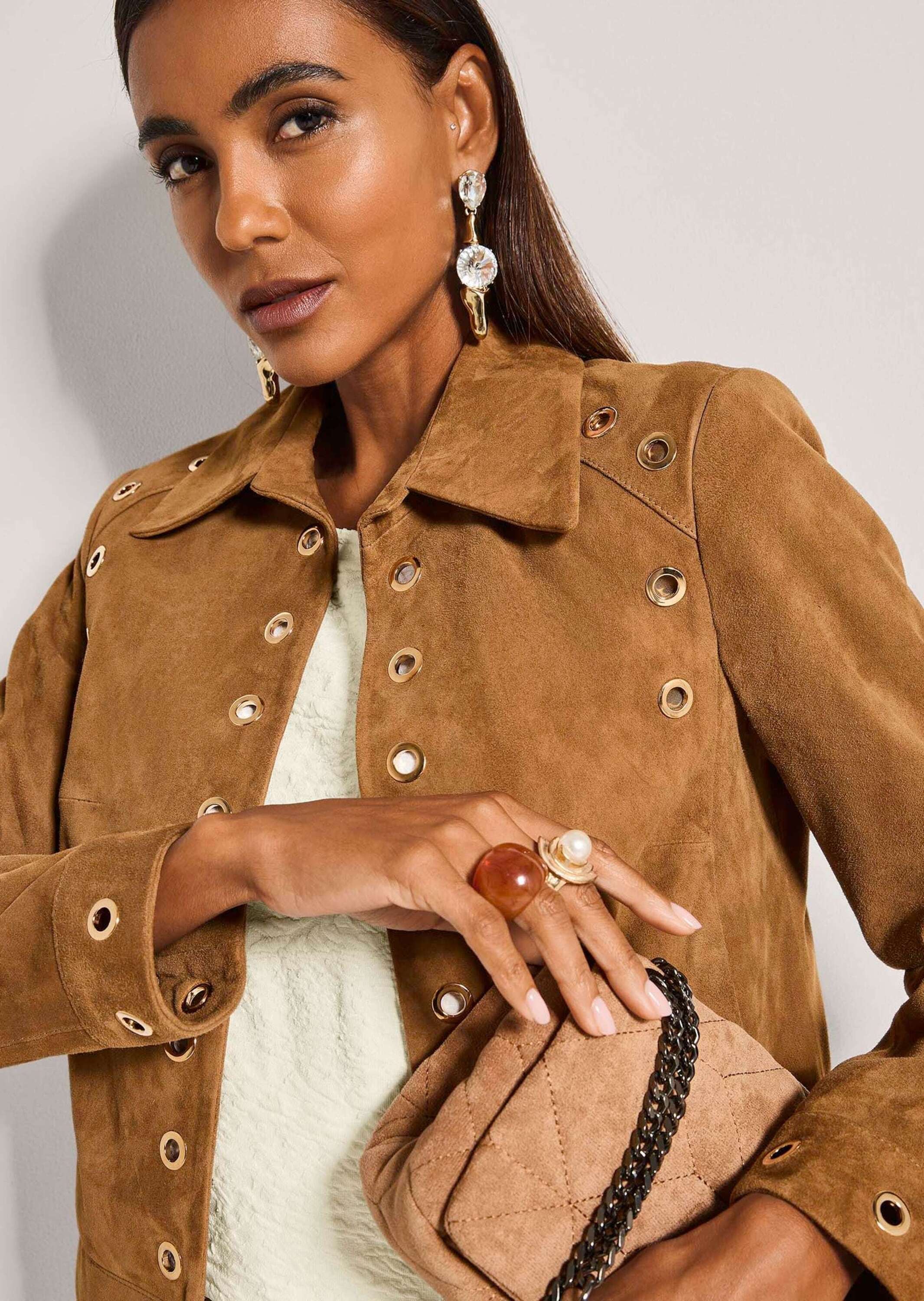 MADELEINE Jeansjacke »Lederjacke Kurzjacke mit Ösendetails«