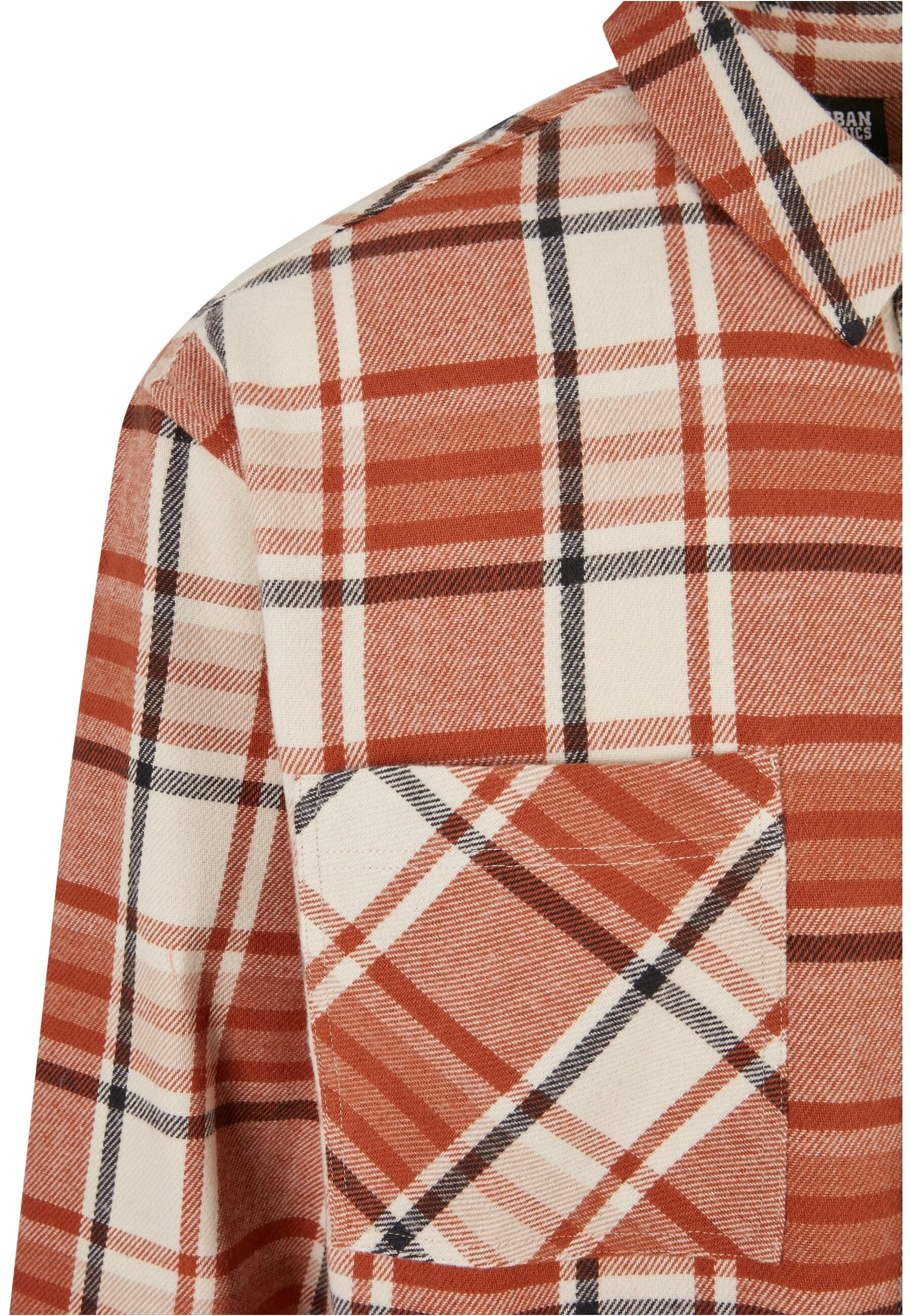 URBAN CLASSICS Langarmhemd »Urban Classics Herren Long Oversized Checked Leaves Shirt«, (1 tlg.)