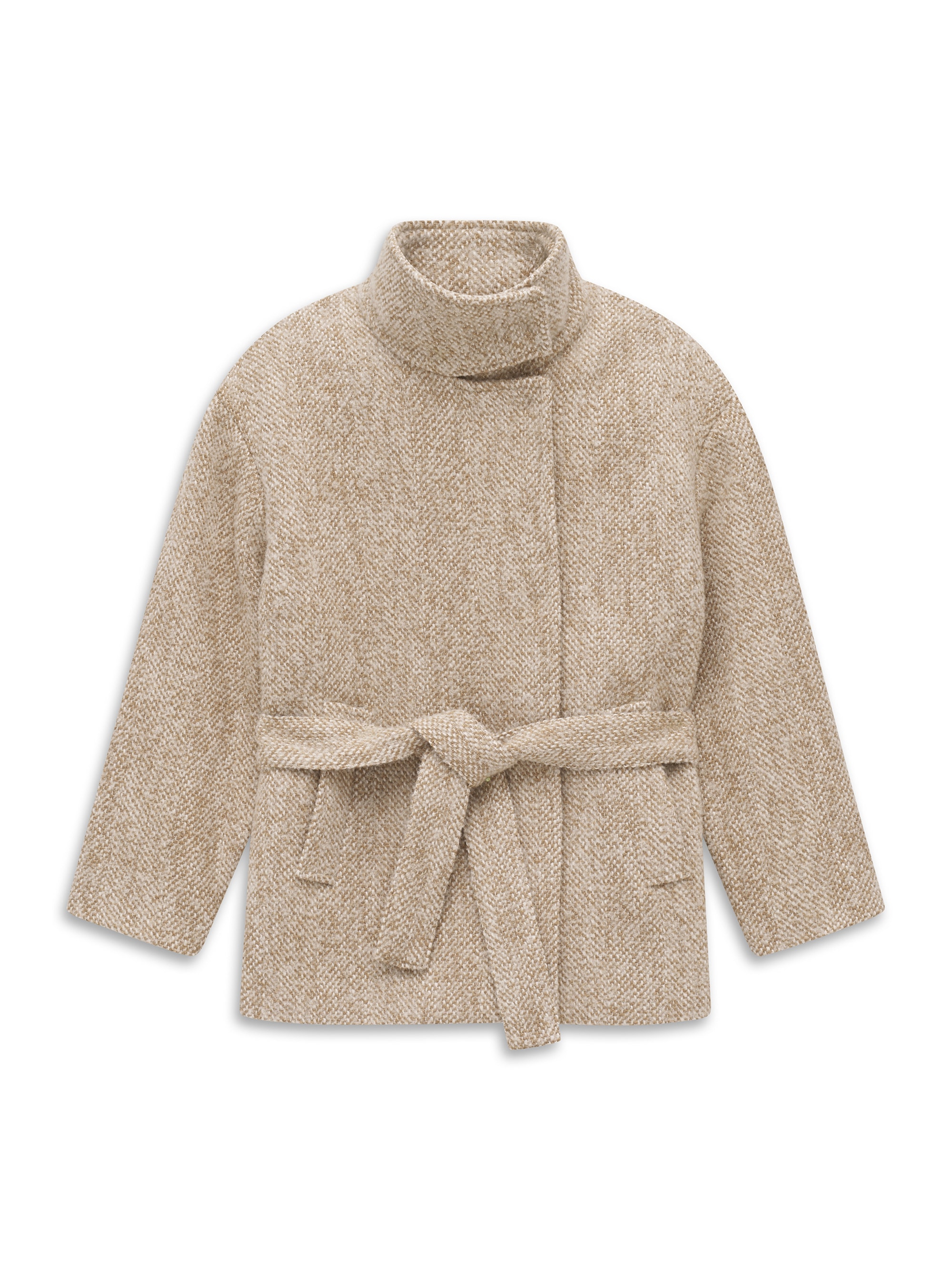 bugatti Kurzjacke »Regular Fit« ohne Kapuze Regular Fit Wollmix Stehkragen Gürtel