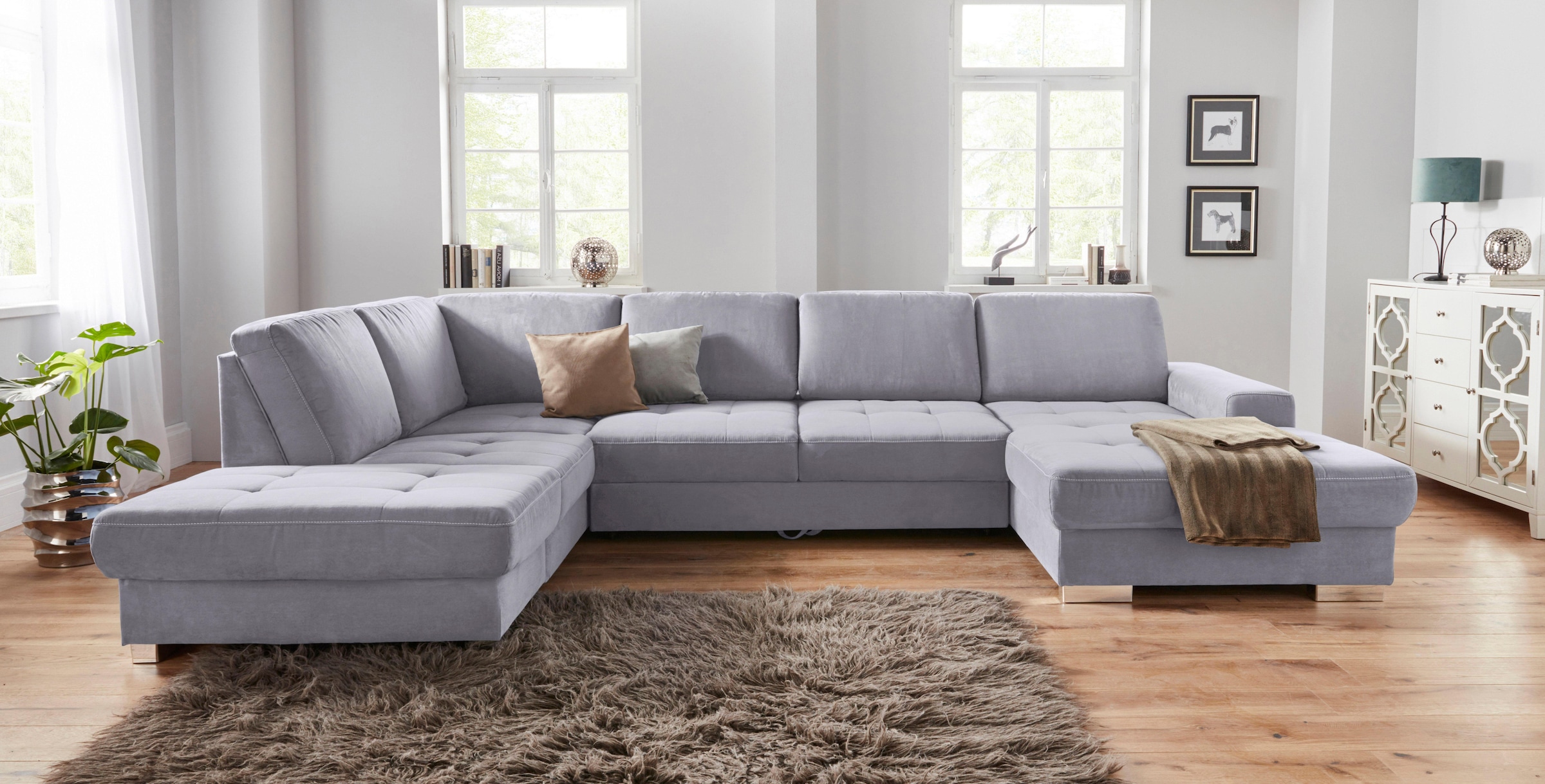 sit&more Wohnlandschaft "Santorini U-Form" mit Federkern und Sitztiefenverstellung, wahlweise mit Schlaffunktion