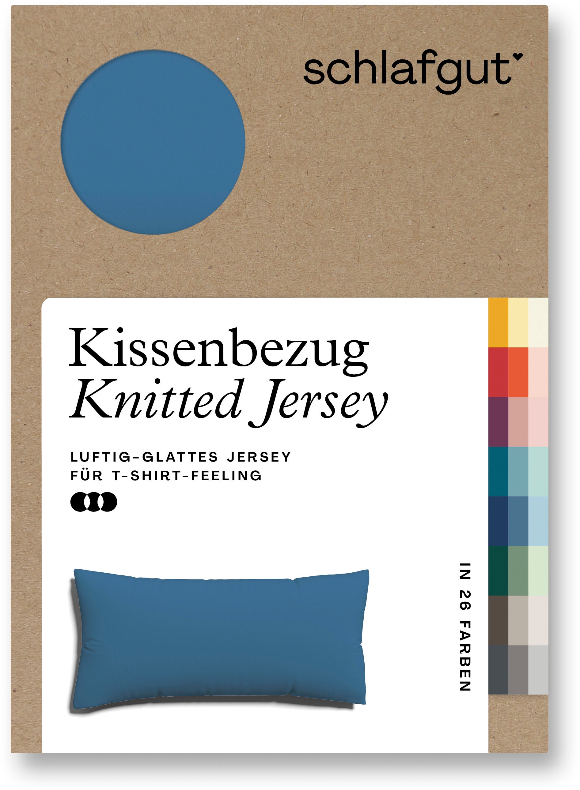 Schlafgut Kissenbezug »Knitted Jersey aus Bio-Baumwolle mit Elasthan, bügelfrei,«, (1 St.), besonders fein gestrickt, Kissenhülle mit farbigem Reißverschluss
