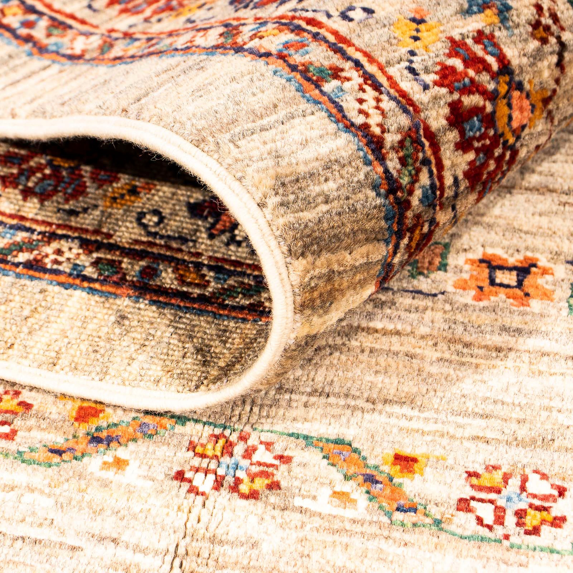 morgenland Orientteppich »Mir - Indus - 90 x 60 cm - beige«, rechteckig, Wohnzimmer, Handgeknüpft, Einzelstück mit Zertifikat