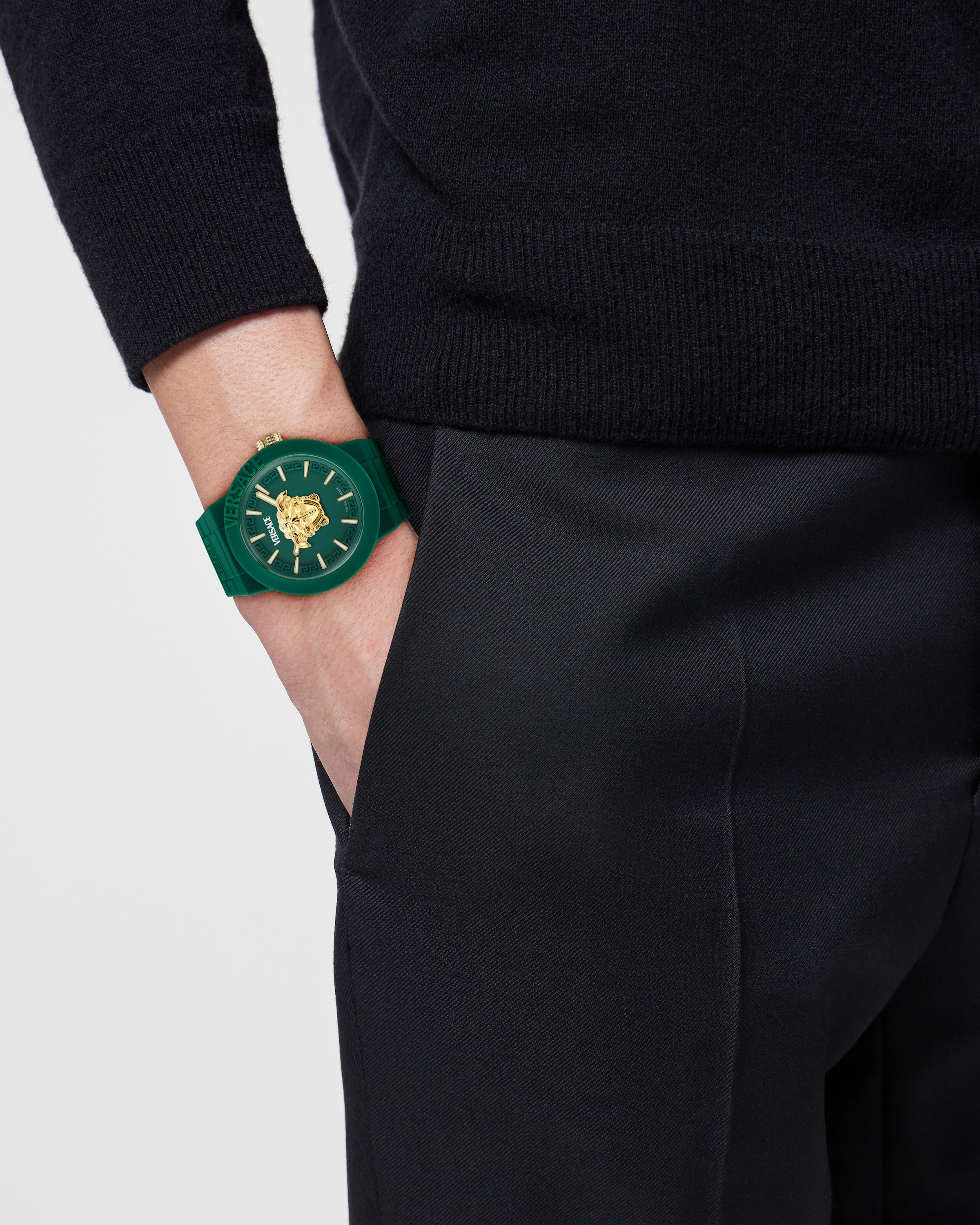 Versace Quarzuhr »V-POP GENTS«, Armbanduhr, Herrenuhr, Swiss Made, Silikonarmband, analog, Saphirglas