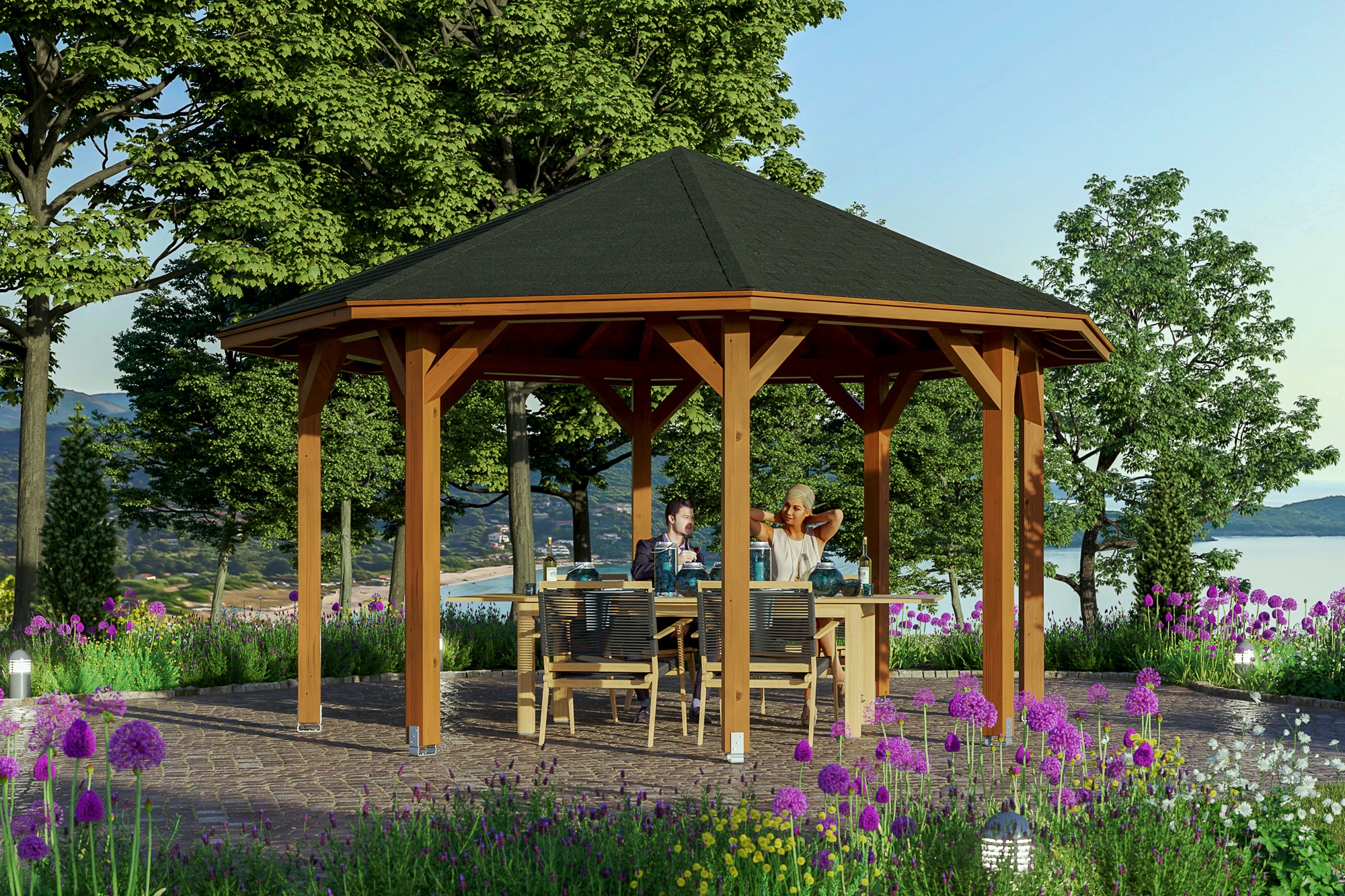 Skanholz Holzpavillon »Nice 2«, Leimholz, 399 x 399 cm