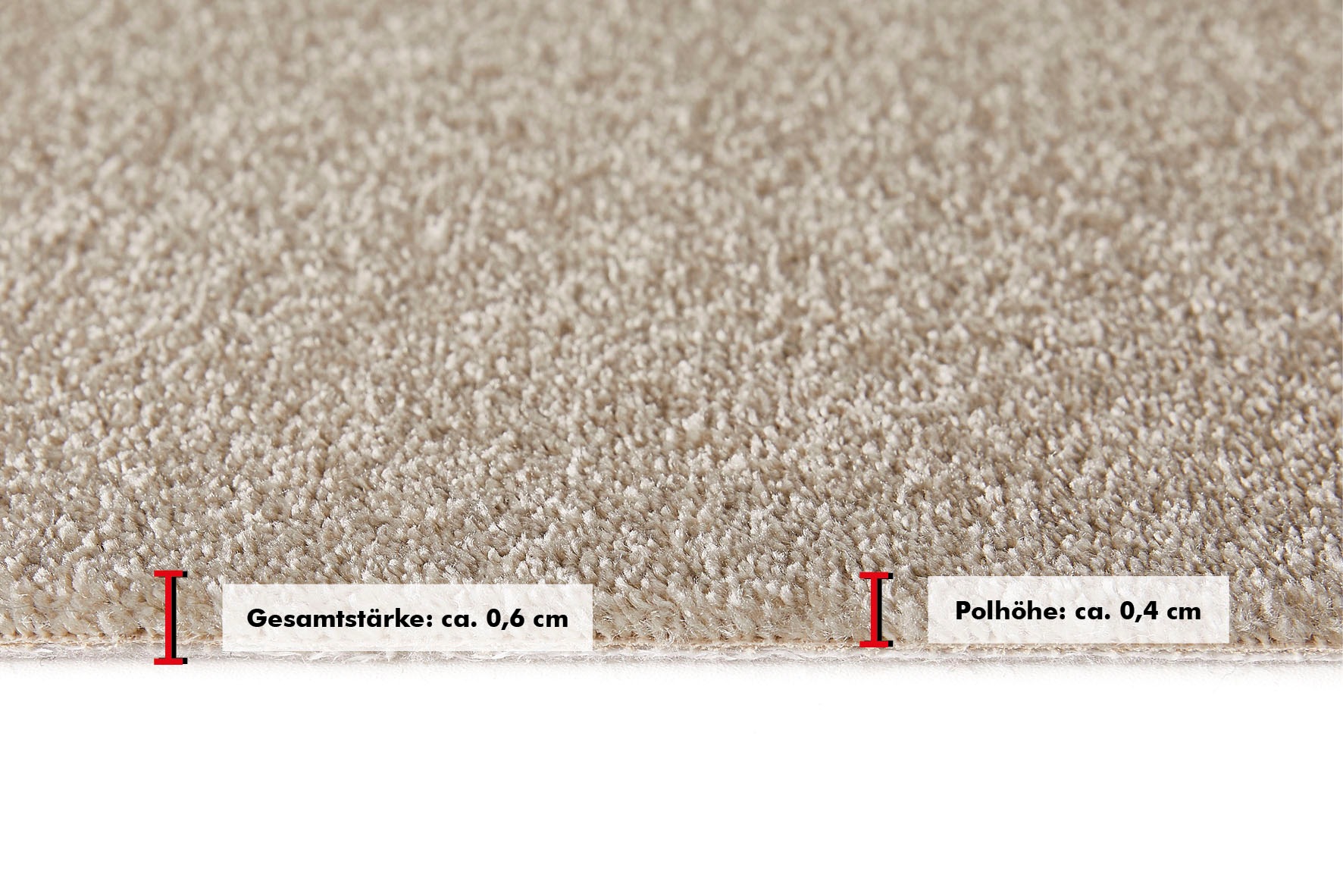 Andiamo Teppichboden »Veronay, Velours, Made in Belgium«, rechteckig, 6 mm Höhe, Uni Farben, Breite 400 cm oder 500 cm, strapazierfähig, pflegeleicht