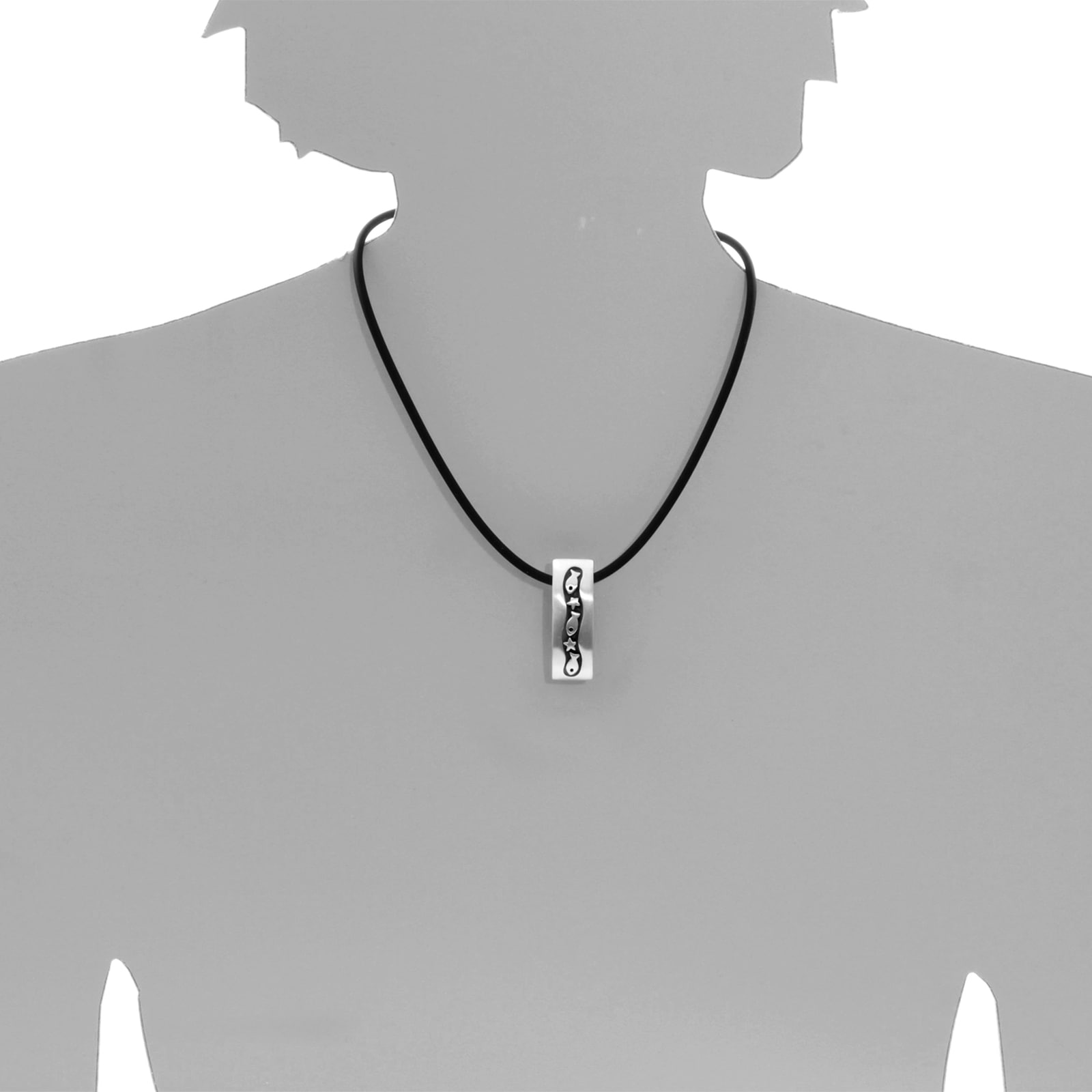 OSTSEE-SCHMUCK Kette mit Anhänger »- Fisch & Stern - Kautschukreif - Silber 925/000 -,«