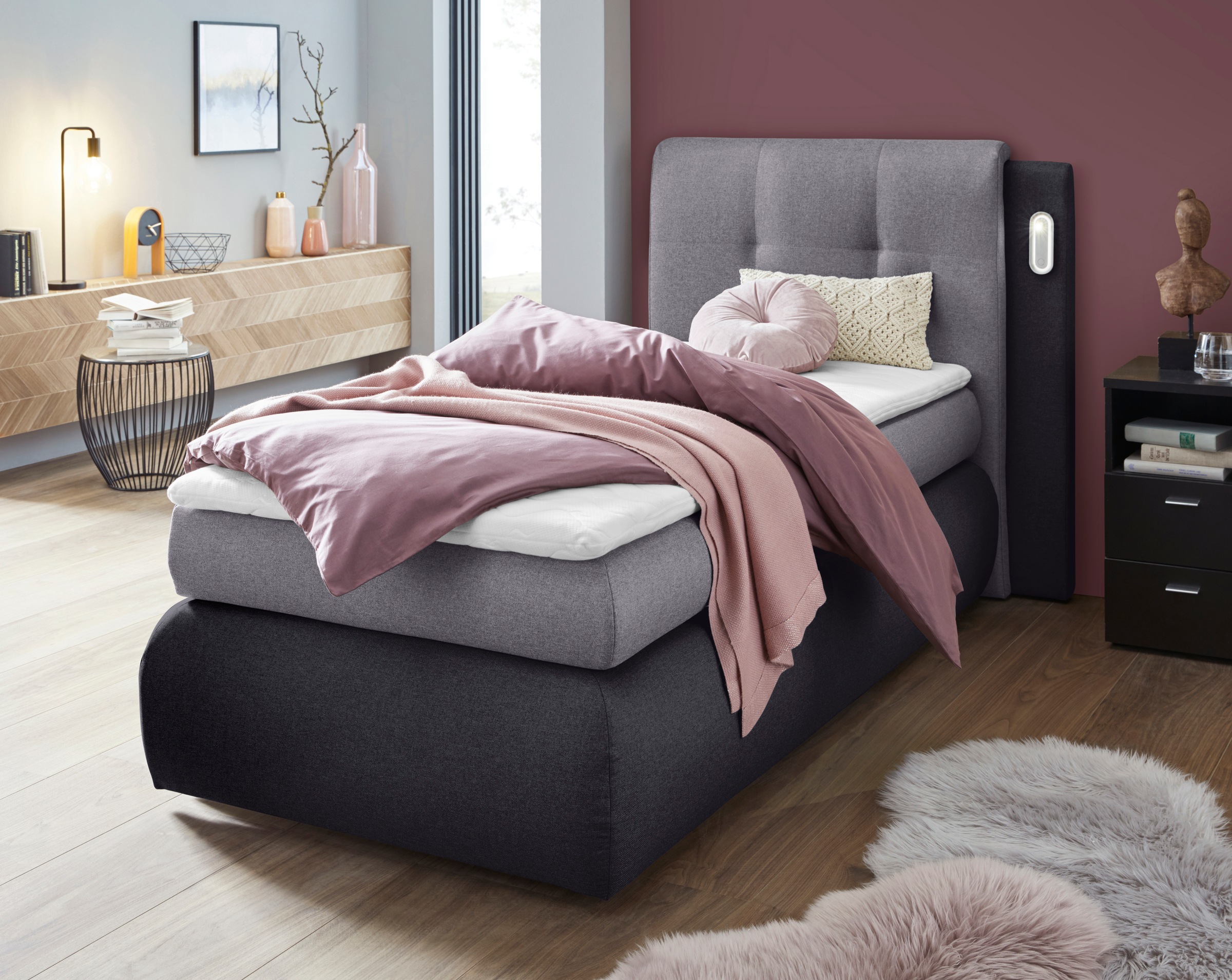 Boxspringbett »Borna«, inklusive Bettkasten, LED-Beleuchtung und Topper