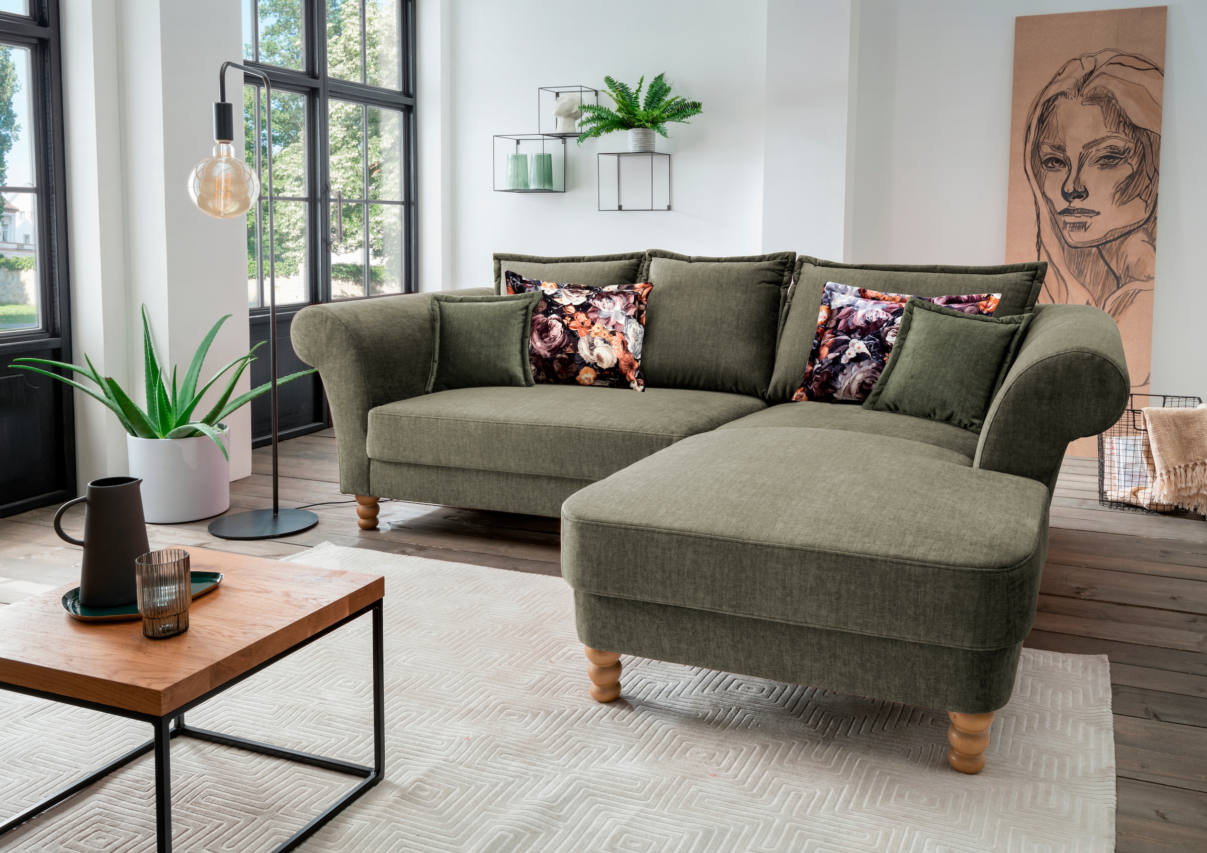 Home affaire Ecksofa "Tassilo Mega Polsterecke mit Kaltschaum im Sitz, bequem, L-Form" hoher Sitzkomfort, Breite 262cm, Komfortsitzhöhe 48cm, zeitlos elegant