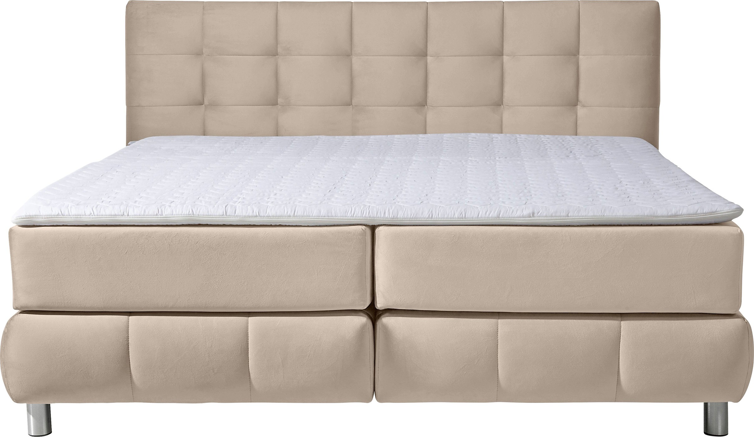 andas Boxspringbett »Salo XXL«, in Samtoptik oder Struktur, 6 Breiten in Überlänge 220cm, 4 Härtegrade