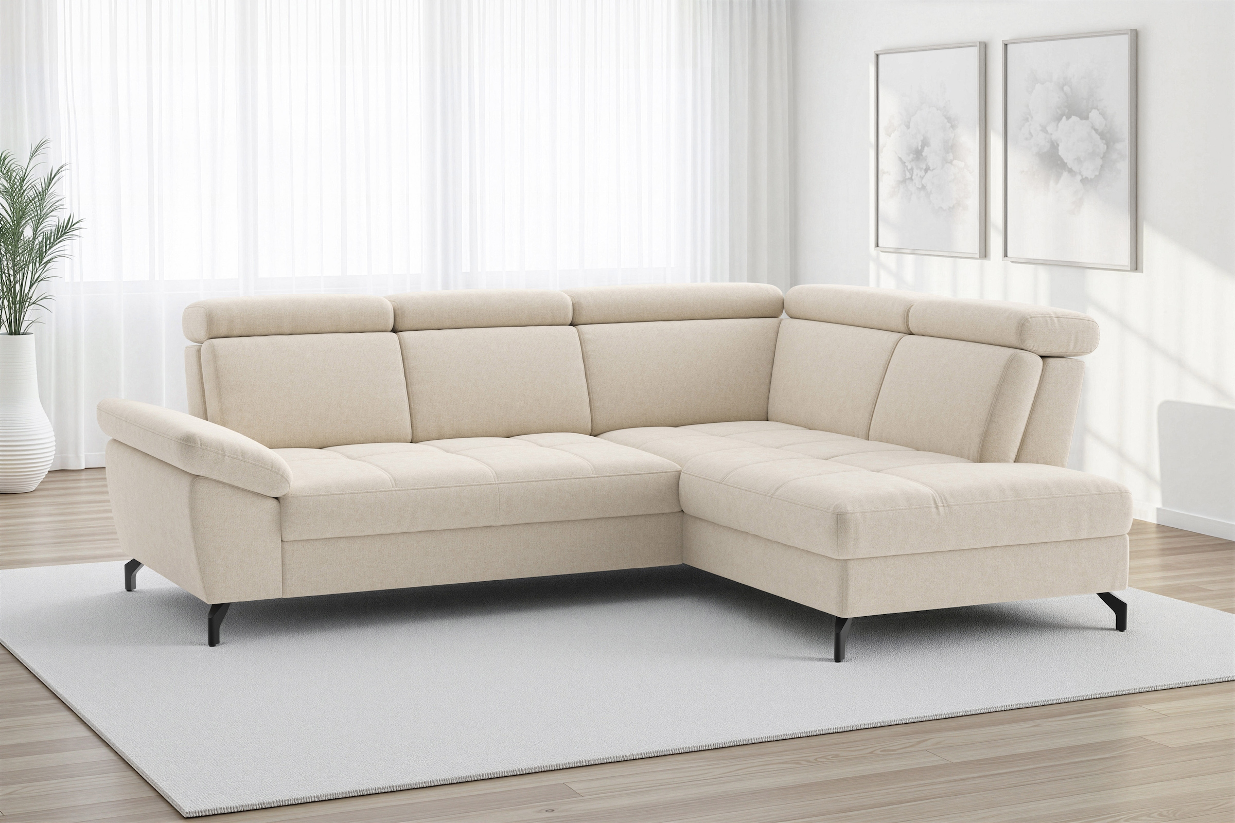 sit&more Ecksofa "Vanity; L-Form, B. 254 cm" Inkl.Sitz-,Kopf-und Armteilverstellung