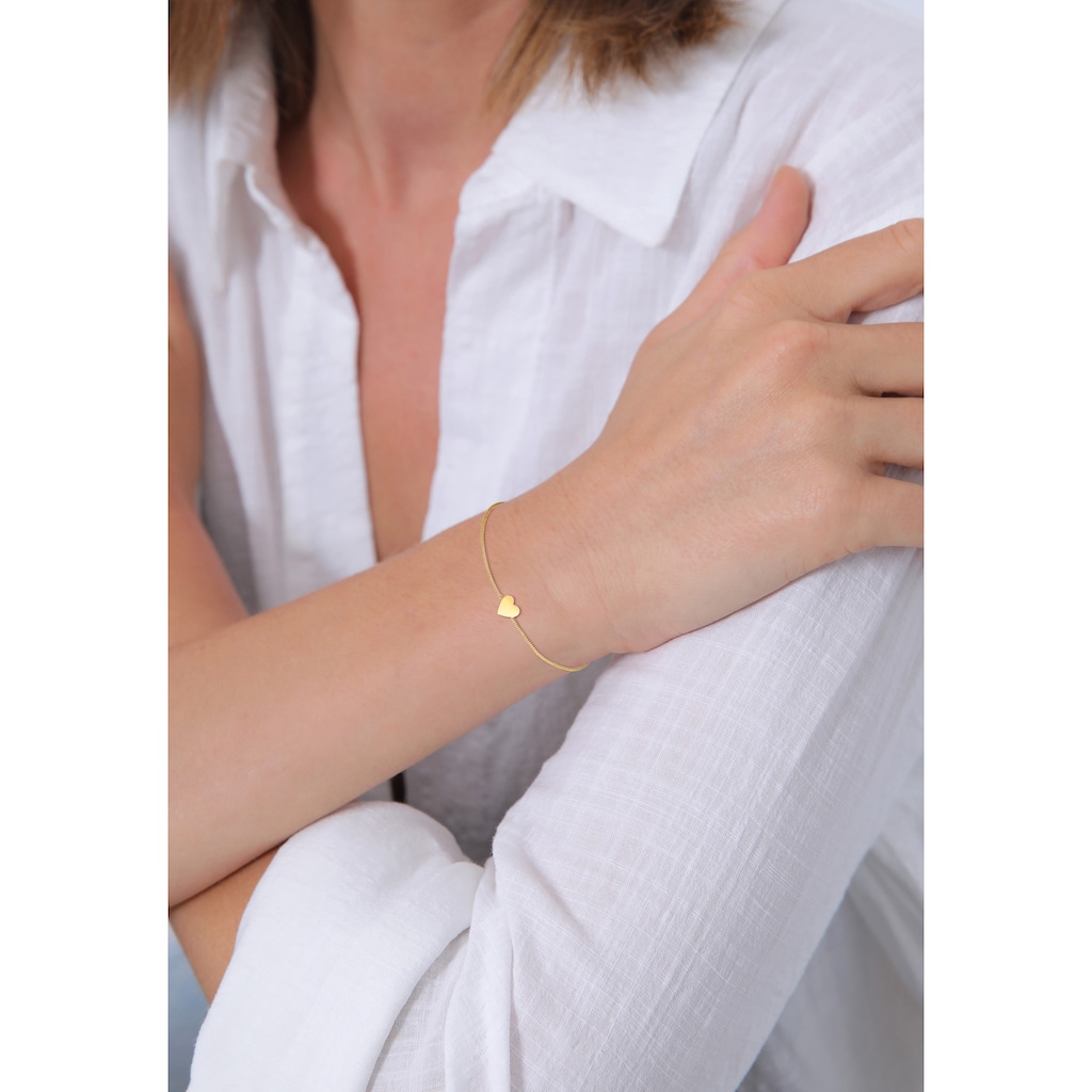 Elli Premium Armband »Valentinstag Herz Anhänger Liebe 375er Gelbgold«