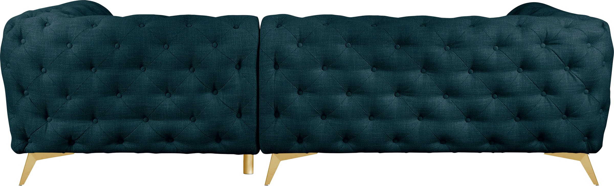 Leonique Chesterfield-Sofa »Ecksofa GLYNIS L-Form mit Wellenunterfederung, Maße B/T/H 264/204/75cm«, aufwändige Knopfheftung, moderne Chesterfield Optik, Fußfarbe wählbar