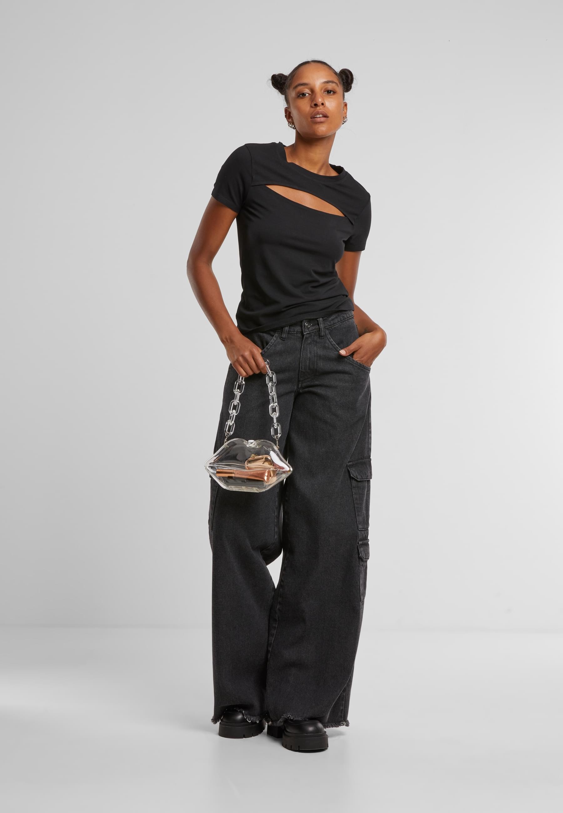 URBAN CLASSICS T-Shirt »Urban Classics Ladies Short Cut Out Tee«, (1 tlg.)