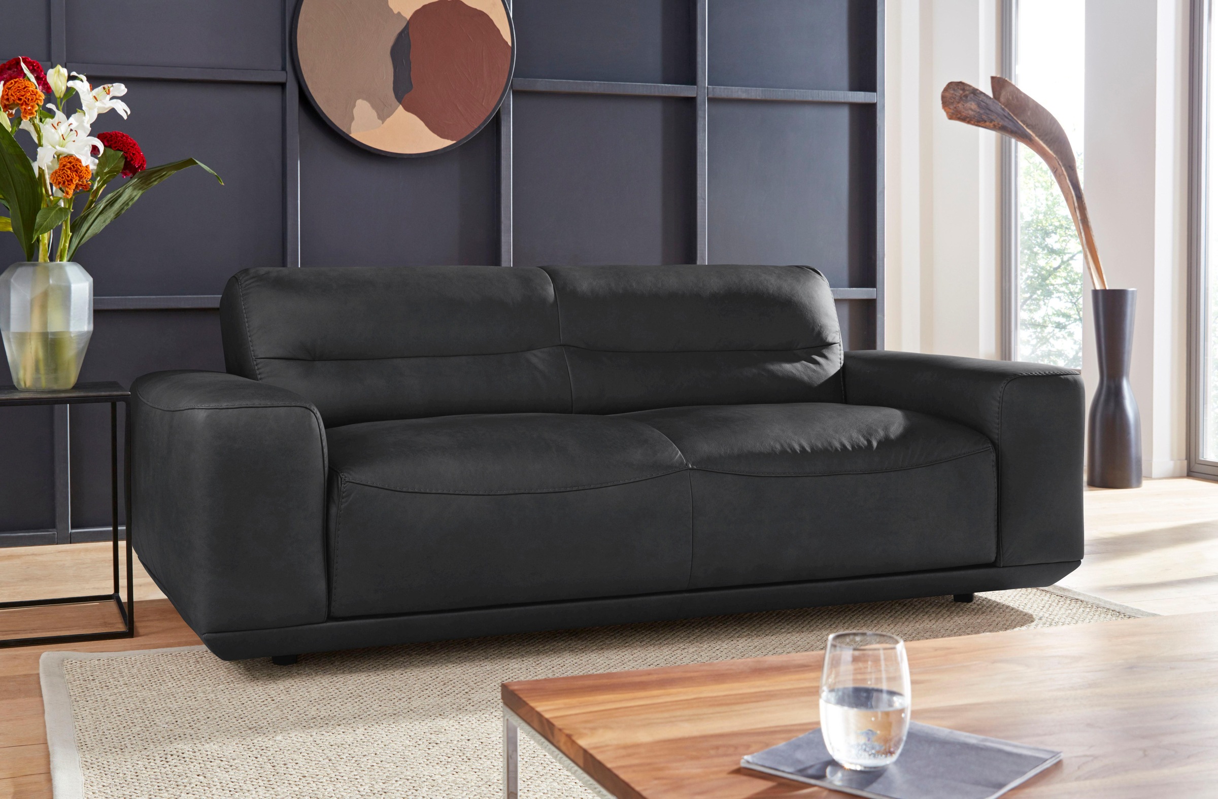 W.SCHILLIG 2,5-Sitzer william, Ledersofa, wahlweise mit Sitztiefenverstellung, Breite 206 cm