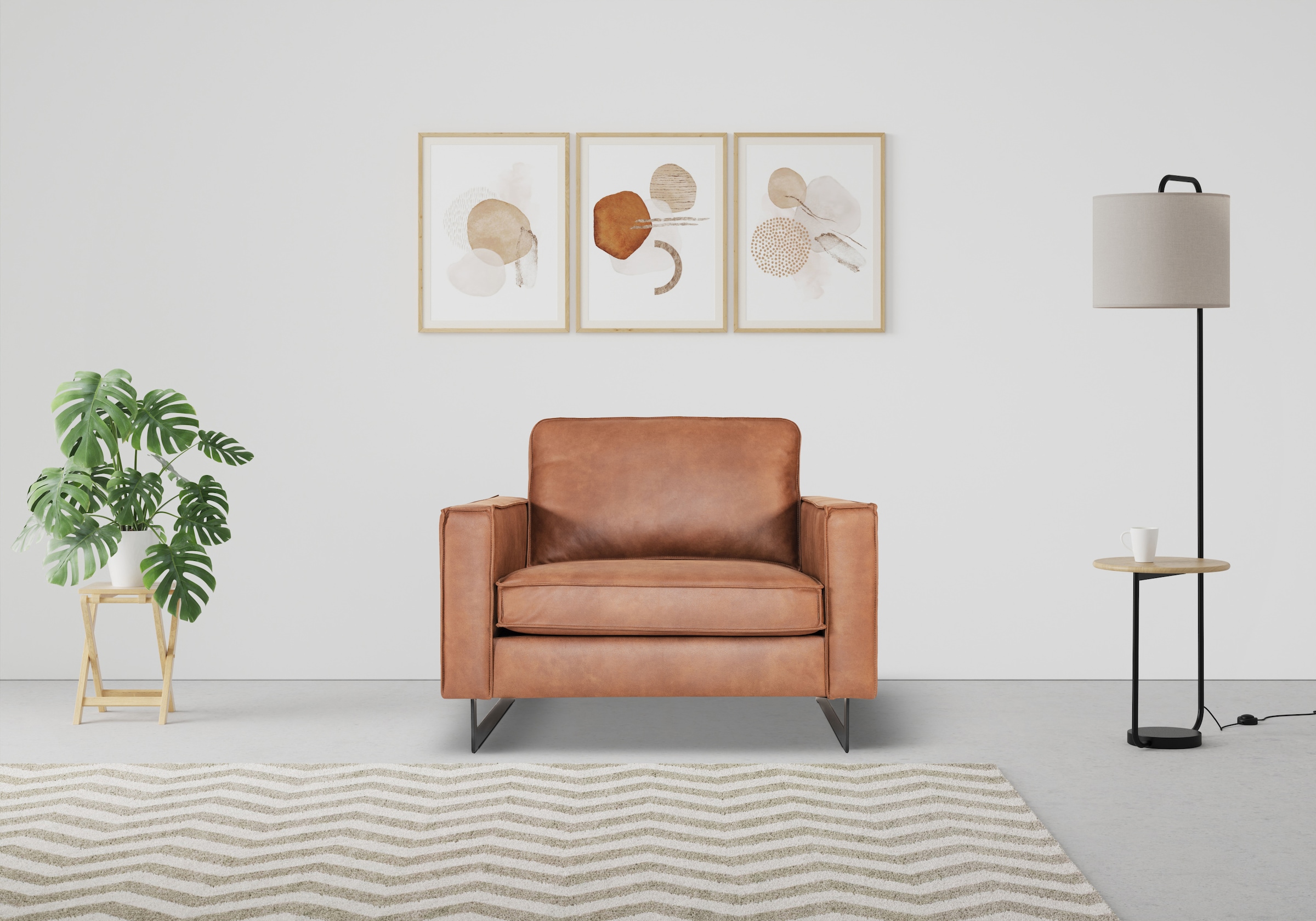 OTTO home Loveseat "Pinto 105 cm, Cord, Chenille, Lederoptik" mit Keder, Metallfüßen und auch in Cord Bezug erhältlich
