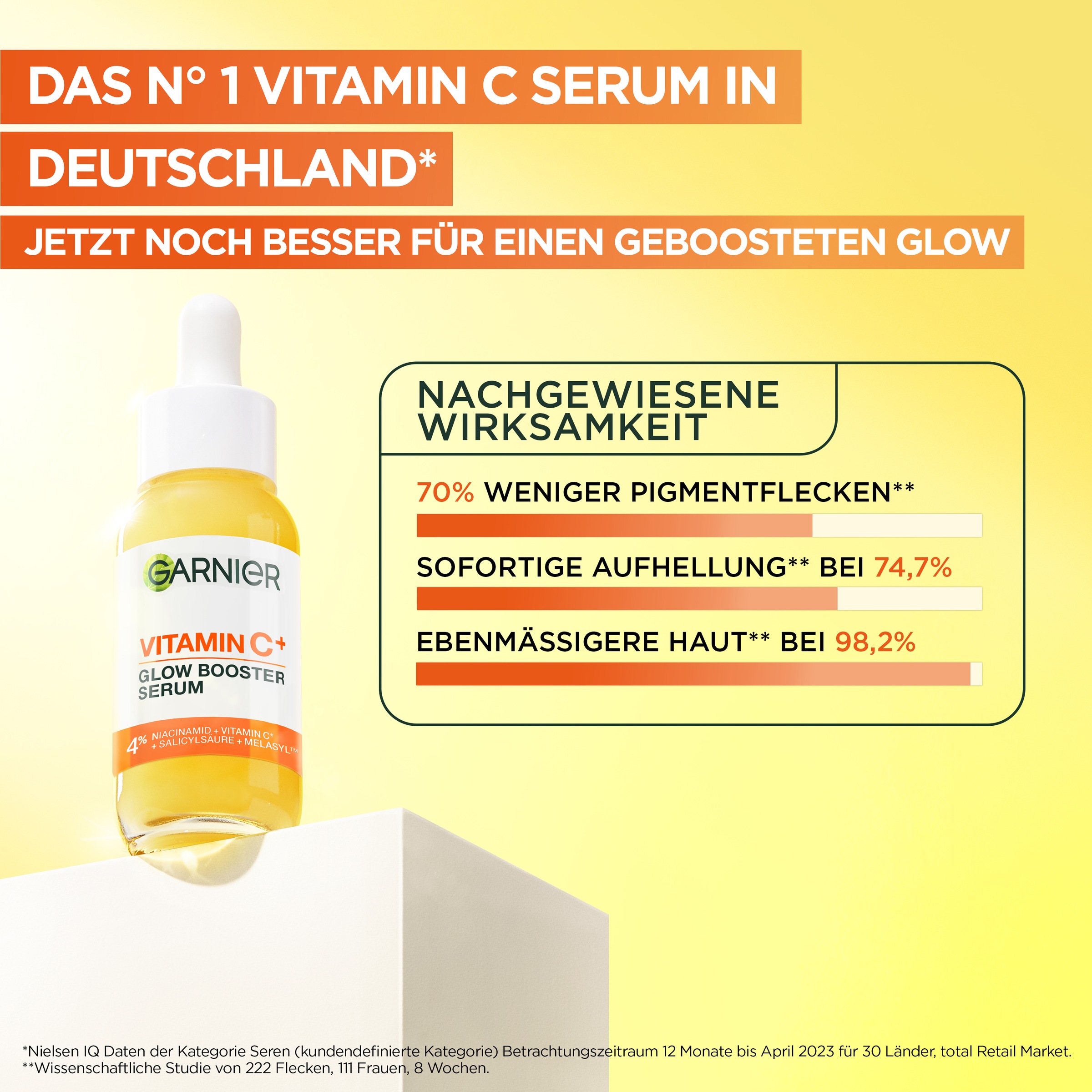 GARNIER Gesichtsserum »Garnier Vitamin C+ Glow Booster Serum«