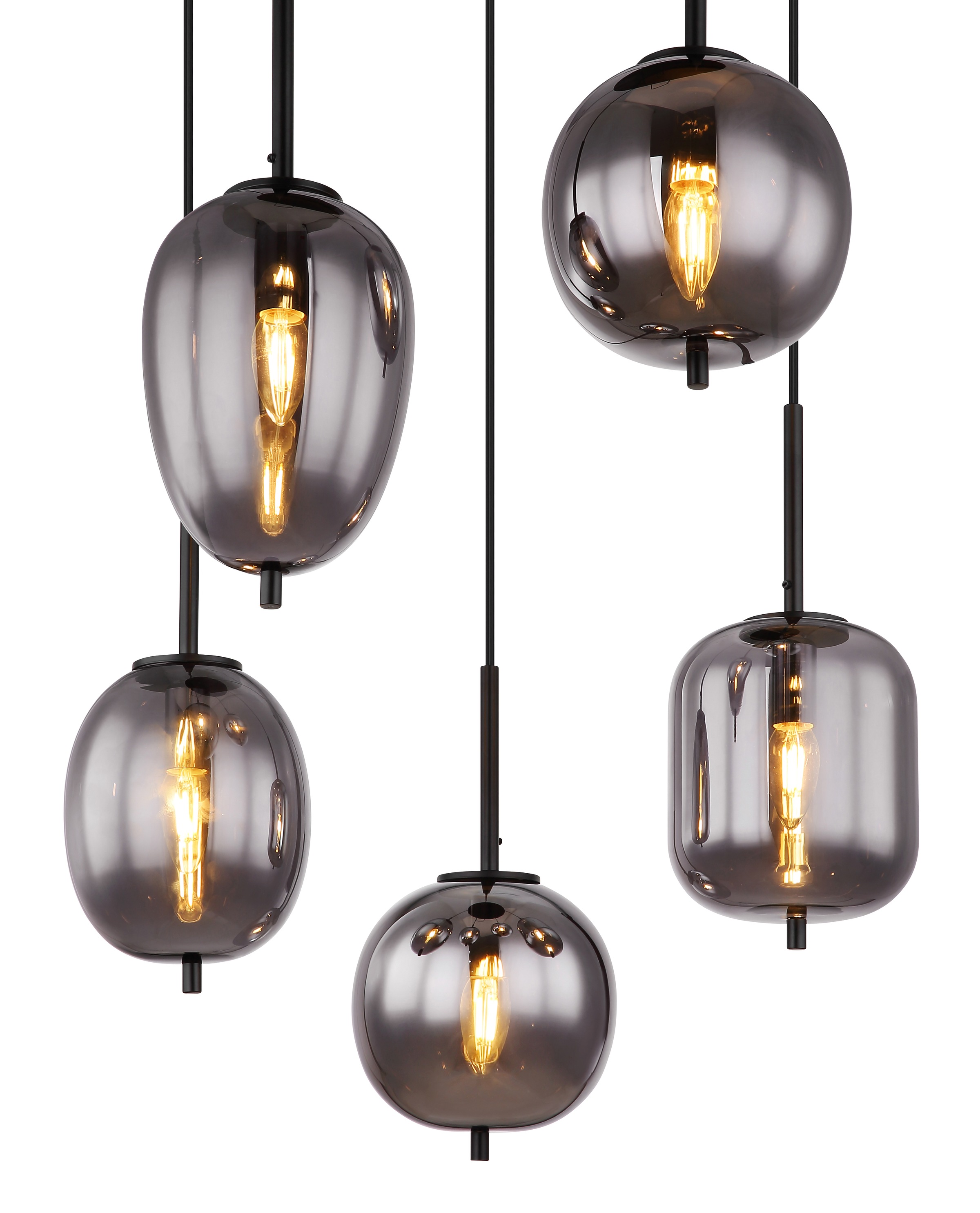 GLOBO LIGHTING Hängeleuchte »BLACKY« E14 1 Stk. Hängelampe schwarz Glas rauchfarben unterschiedliche Gläser