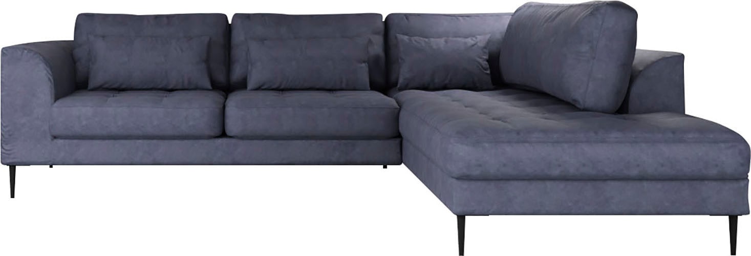 TRENDMANUFAKTUR Ecksofa »Luzi, wahlweise mit Schlaffunktion und Bettkasten, gemütlich, L-Form«, Designsofa mit Ottomane, Metallfüße schwarz, Breite 264 cm