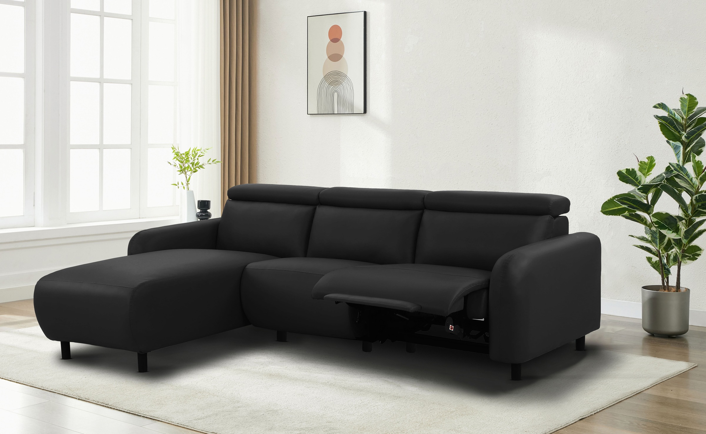 Home affaire Ecksofa »SKAANE Kunstleder, L-Form, 274 cm, manuelle u. elektrische Funktion,«, Kopfteilverstellung, Relax-und Liegefunktion, Federkernpolsterung