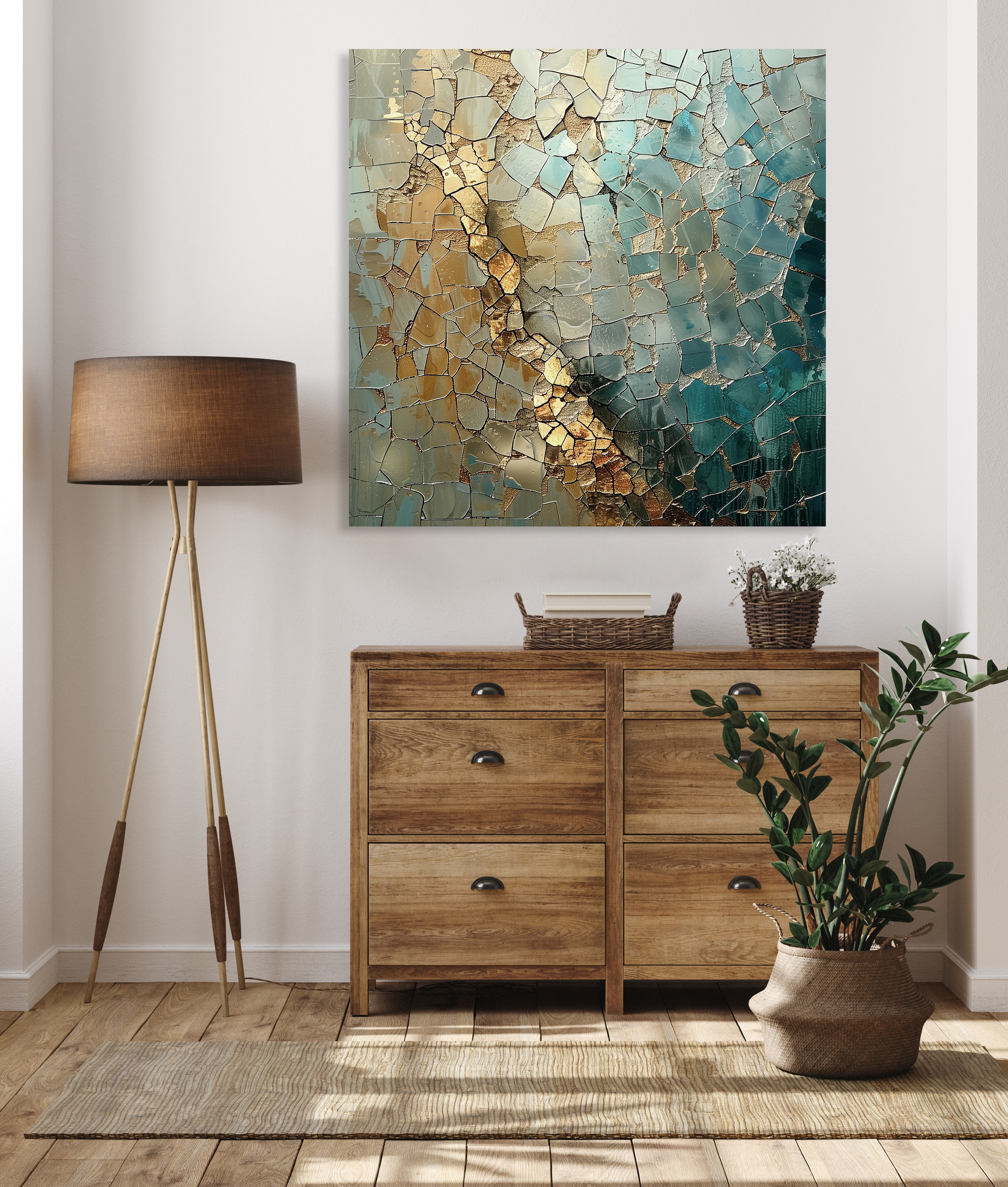 queence Acrylglasbild "Goldenes Mosaik" Abstrakt  Abstrakte  Formen  Gemäld günstig online kaufen