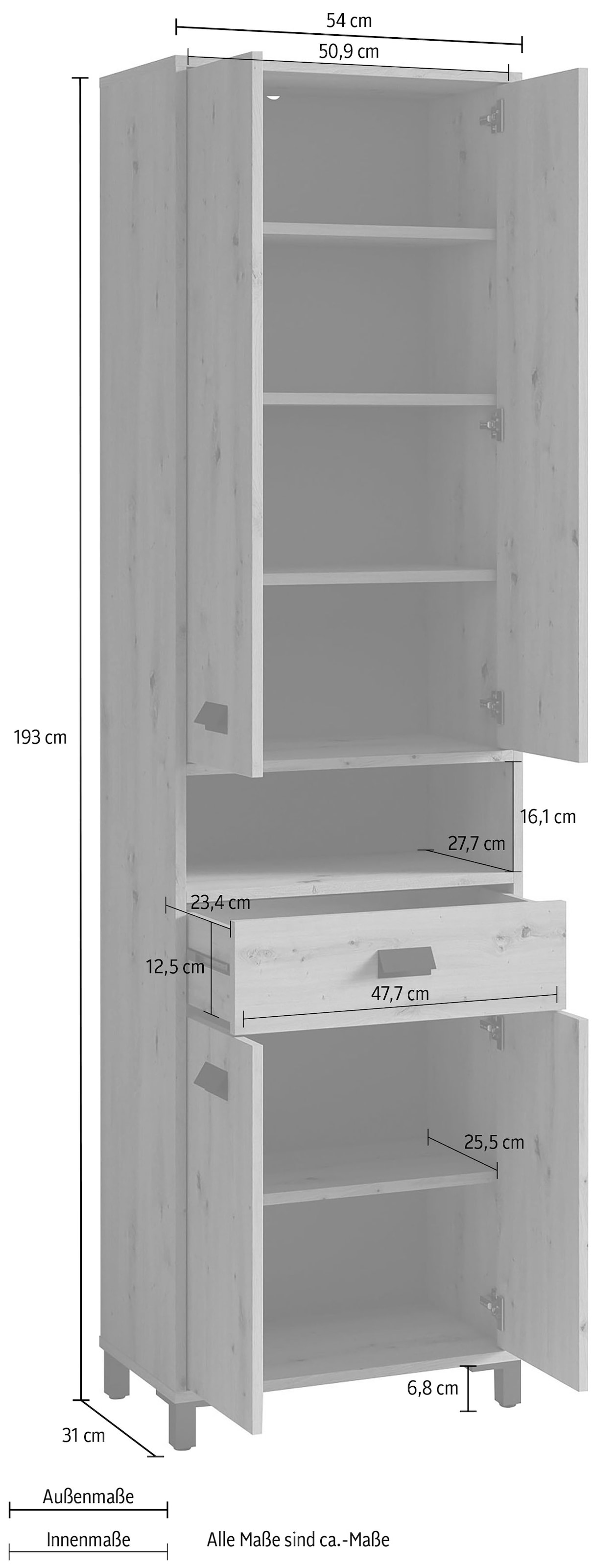 Hochschrank Homexperts viel Stauraum bestellen BAUR »Wanda«, mit |