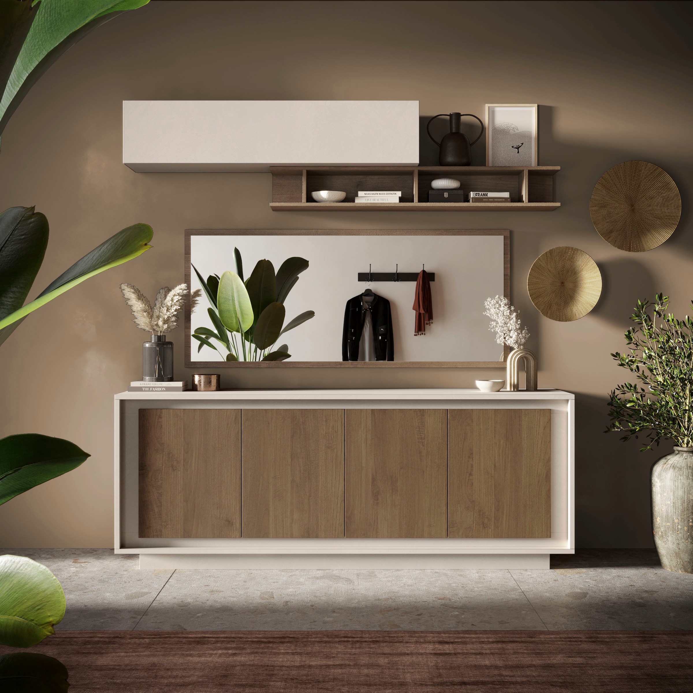 Home affaire Sideboard »Sky, B/T 207/50 cm, Kommode/Anrichte/Stauraumschrank, 4 Türen« Softclosing, Korpus & Front 22 mm stark, Rahmen-Optik