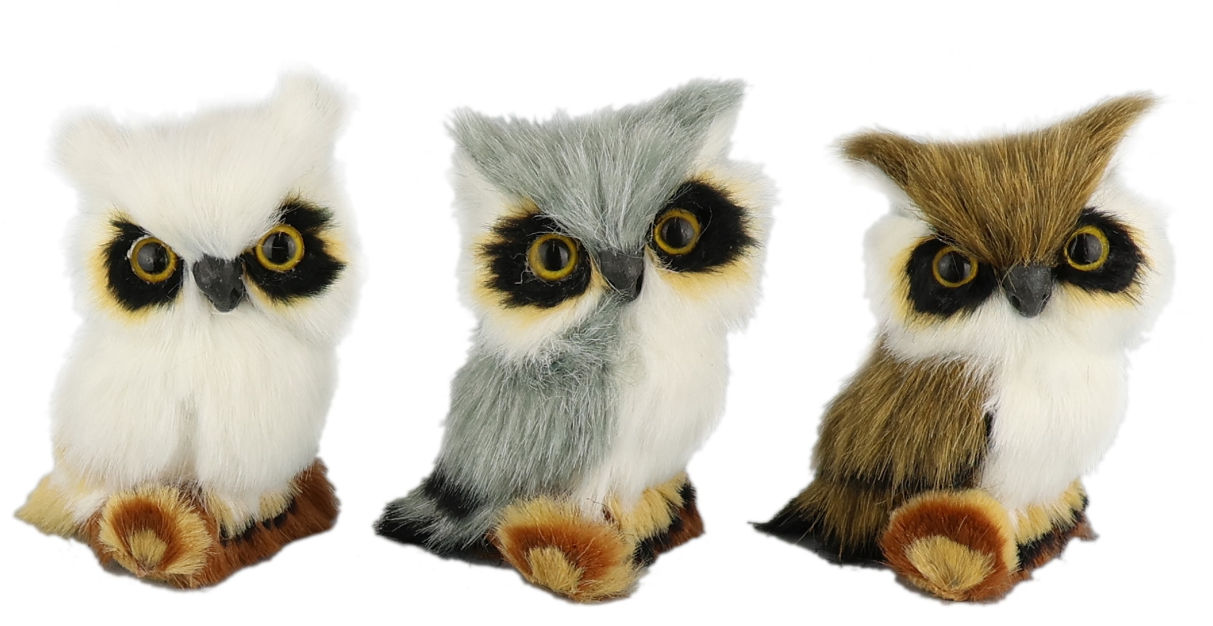 Dekofigur »Tierfigur mini Eule 3er Set«, Aus Kunstfell Vogel Dekovogel Statue Ornament...