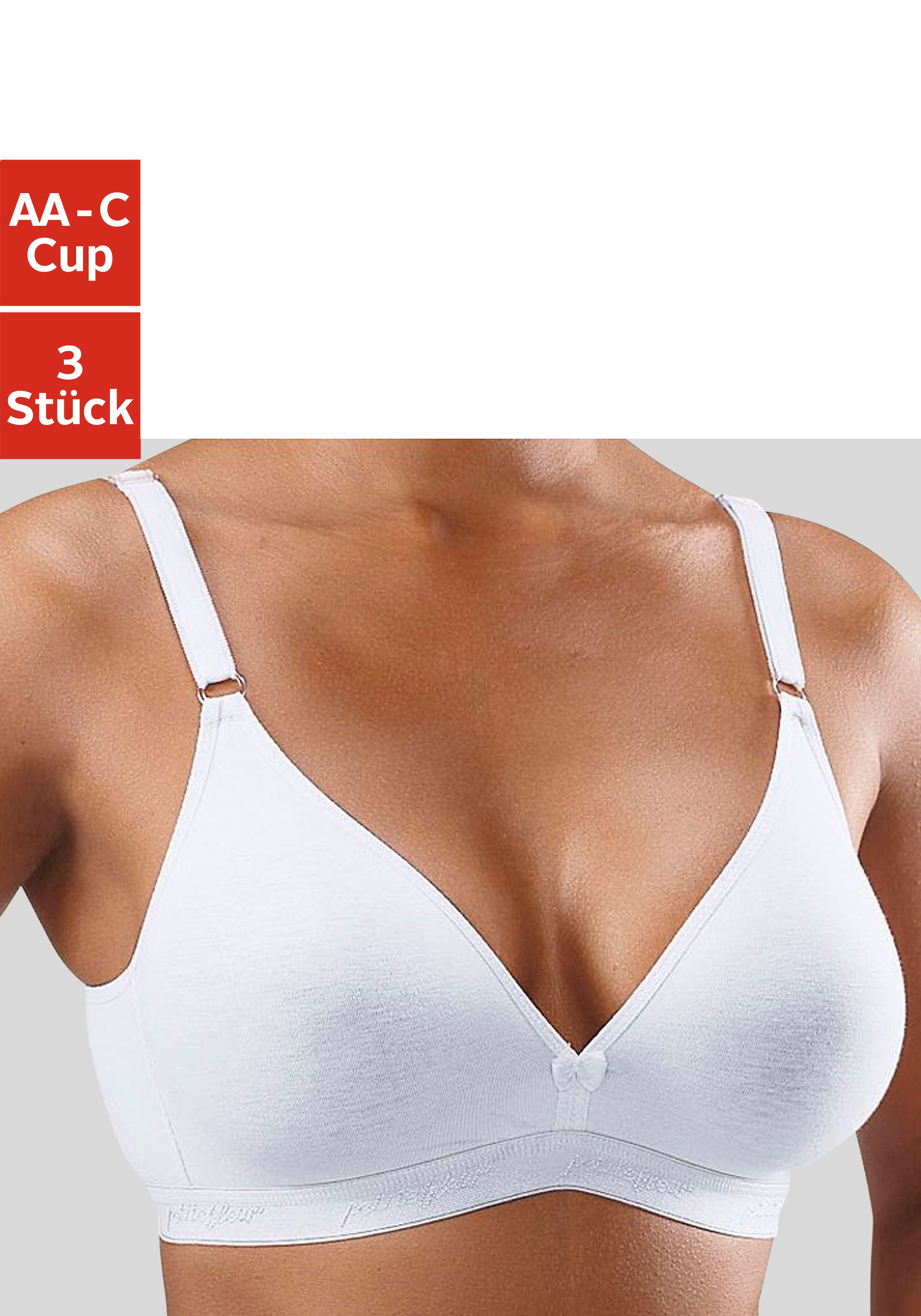 petite fleur by Lascana Bralette-BH ", BH ohne Bügel, Triangel-BH, Baumwoll-BH, Soft-BH" Packung, 3 Stück, bequemer BH, im 3er Pack