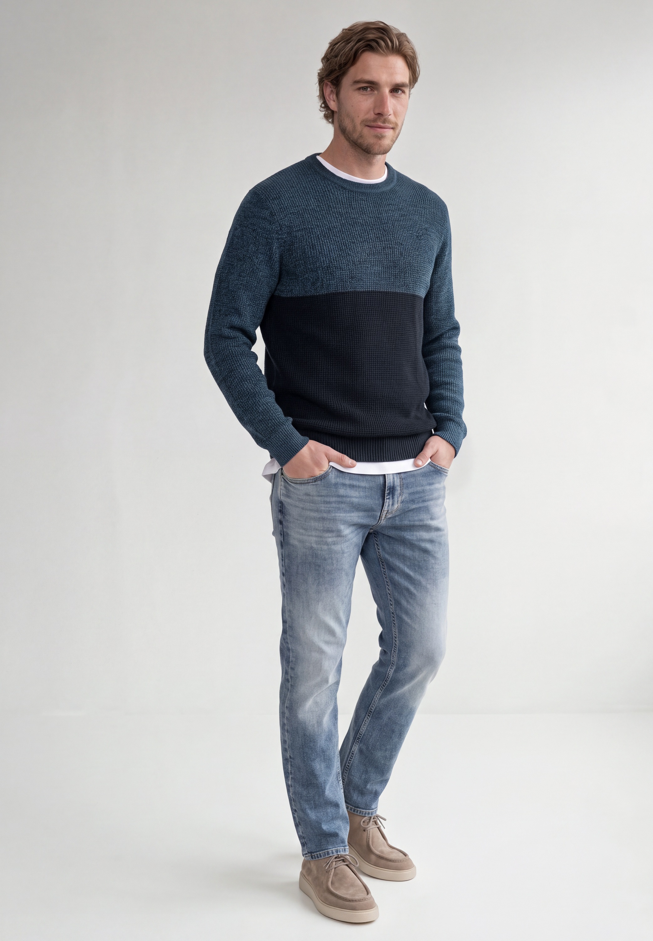 STREET ONE MEN Strickpullover aus reiner Baumwolle