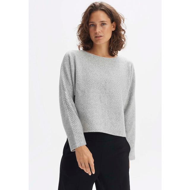 OPUS Fleecepullover »Gifrozen«, mit diagonal gestreiftem Design für kaufen  | BAUR