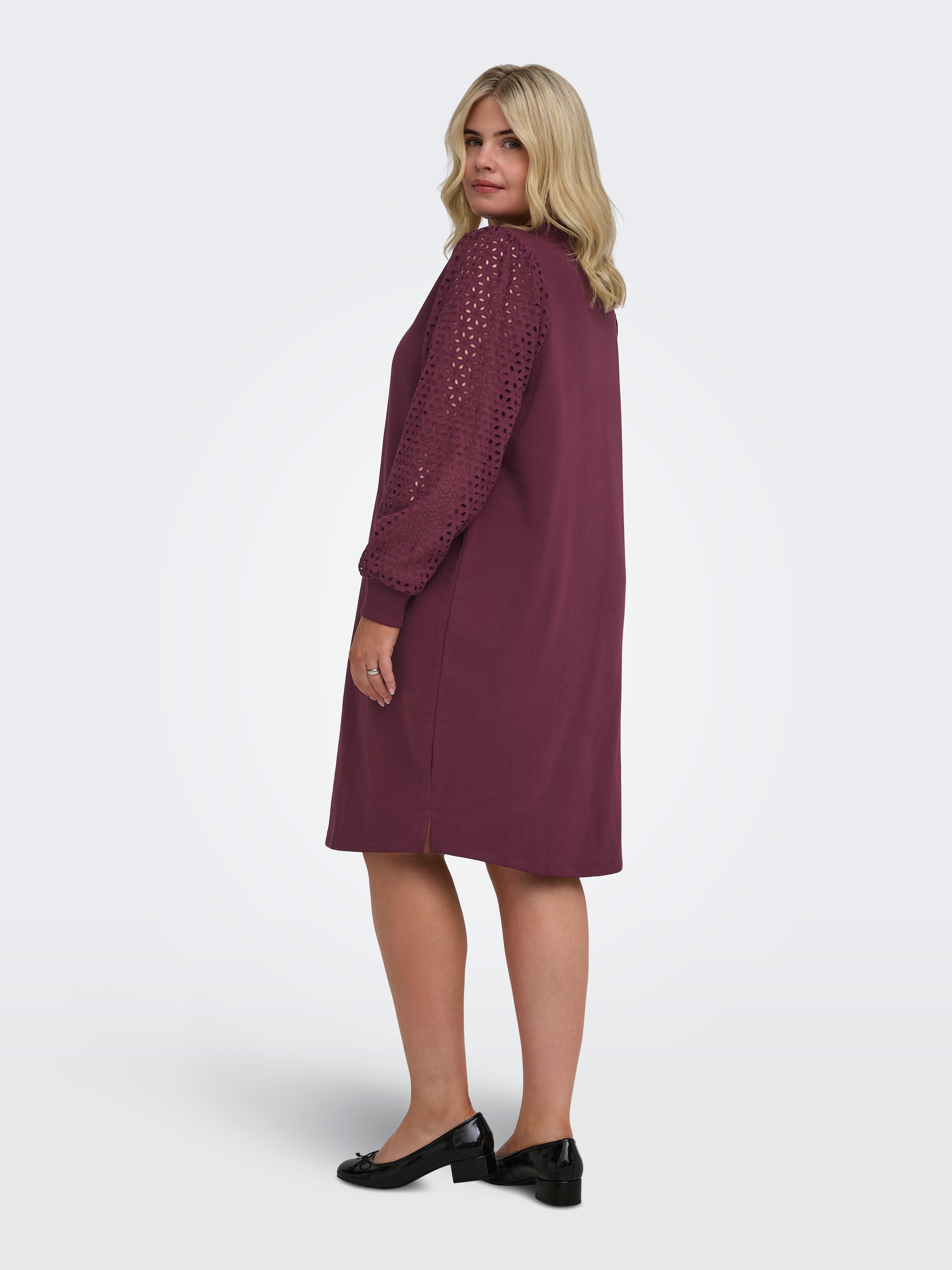 ONLY CARMAKOMA Midikleid »CARDONNA L/S MIX O-NECK MIDI DRESS JRS« Baumwollmischung