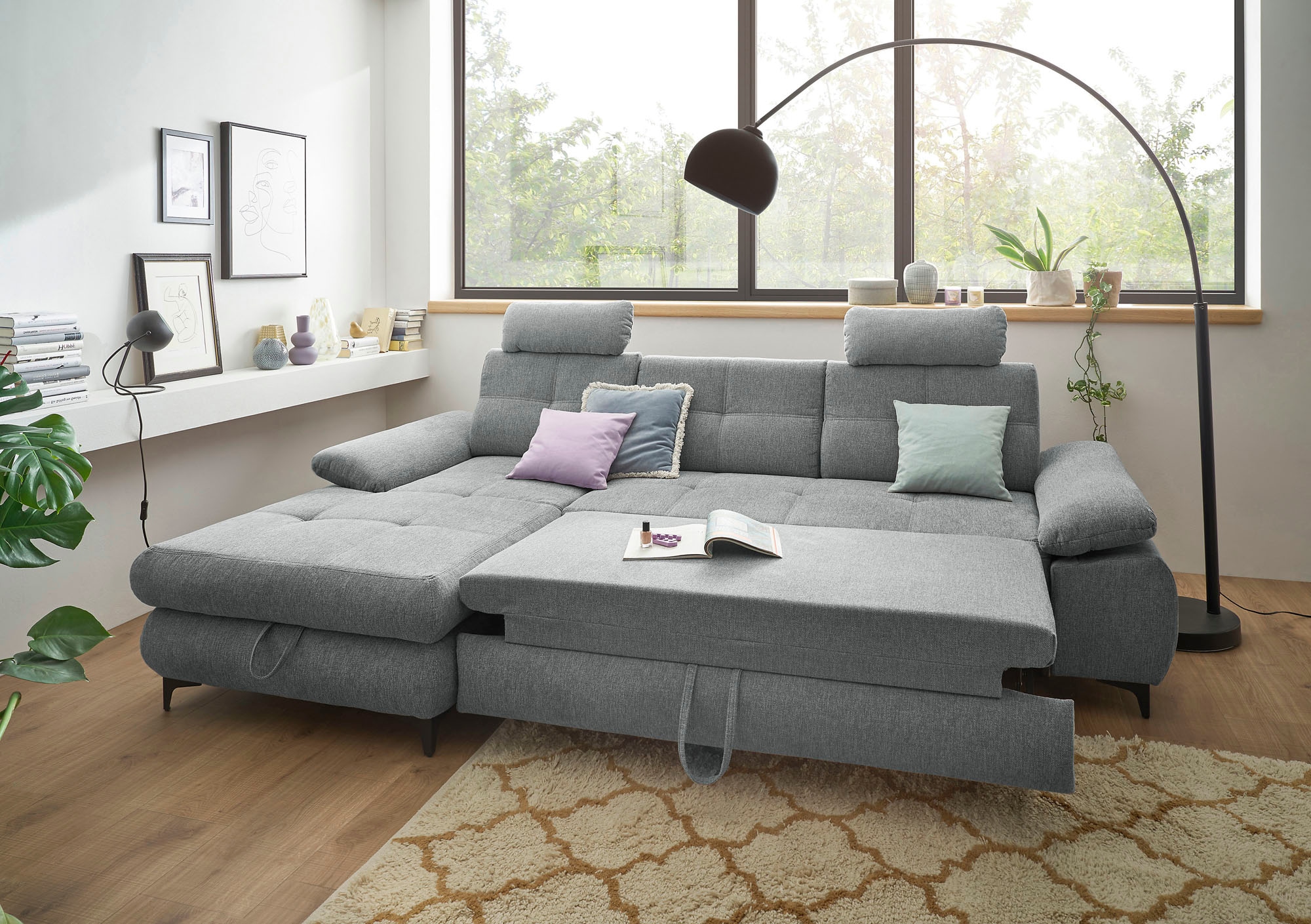 ED EXCITING DESIGN Ecksofa »Altona L-Form«, (2 St.), mit Bettfunktion, Bettkasten, Armteilverstellung & Kopfstützen