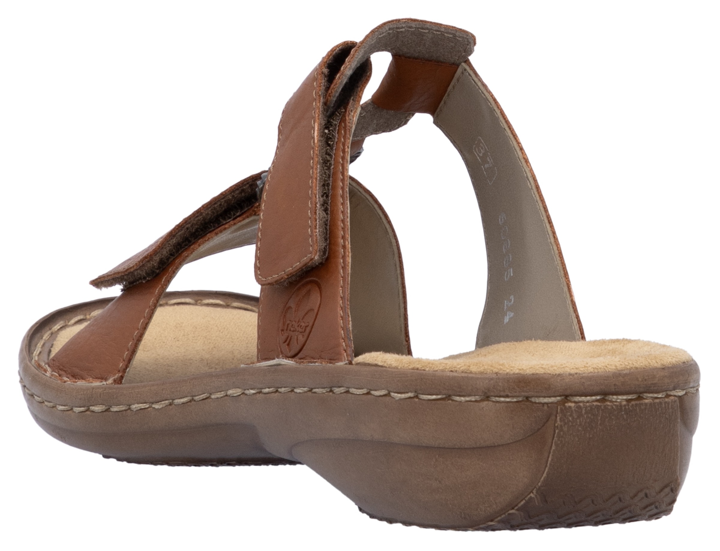 Rieker Pantolette, Sommerschuh, Strandschuh, Klettschuh mit Perforation