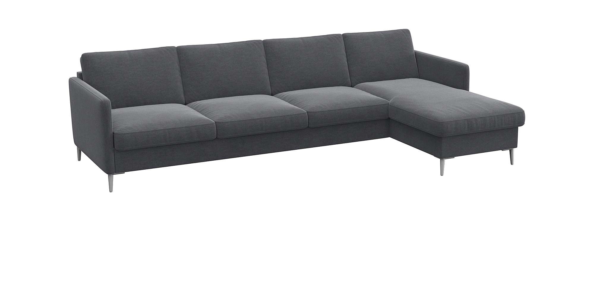 FLEXLUX Ecksofa »Fiore, L-Form, bequem und komfortabel durch hochwertigem Sitzaufbau«, schmale Armlehnen, Kaltschaum, Füße Alu