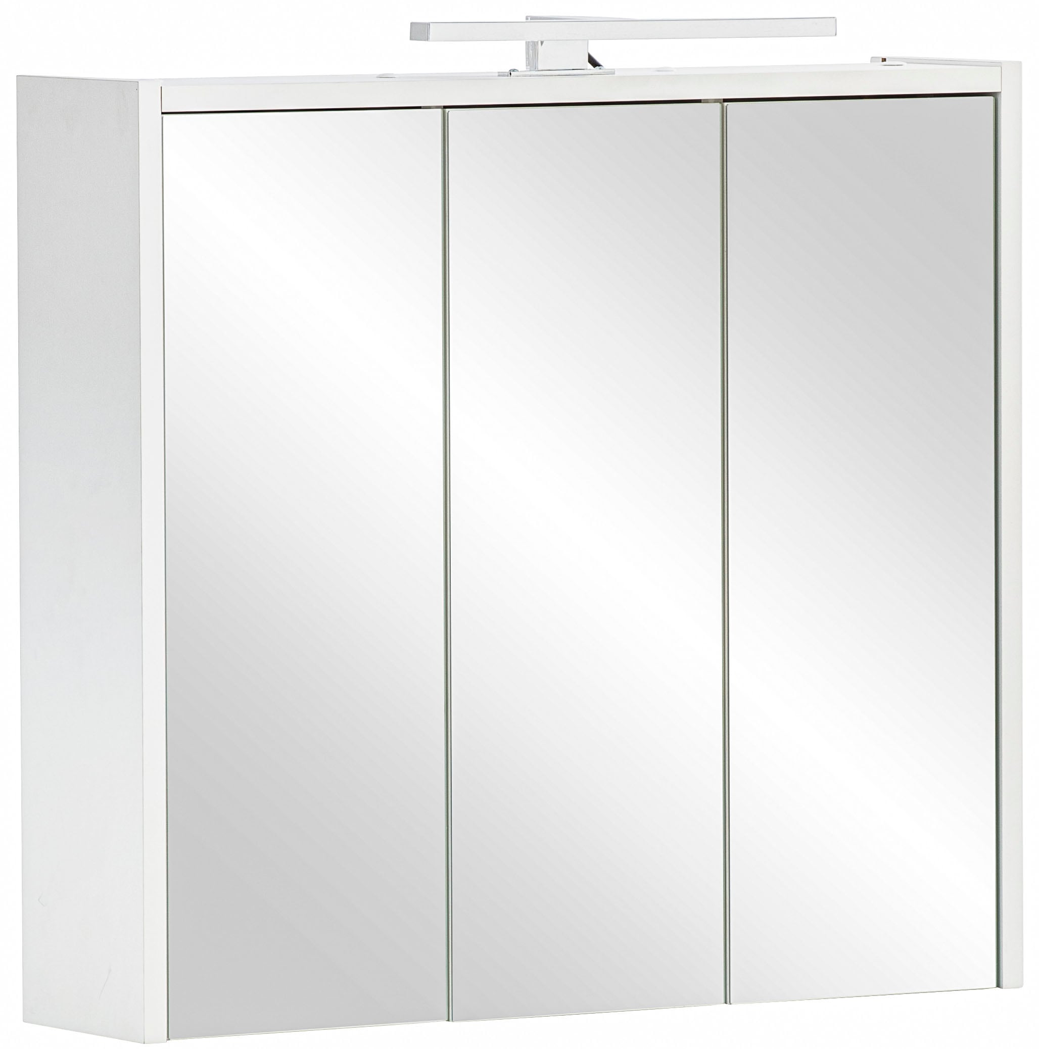 Schildmeyer Spiegelschrank »Palermo, Breite 65 cm«, Mit LED-Leuchte und Steckdose, Metallbeschläge, Glaseinlegeböden