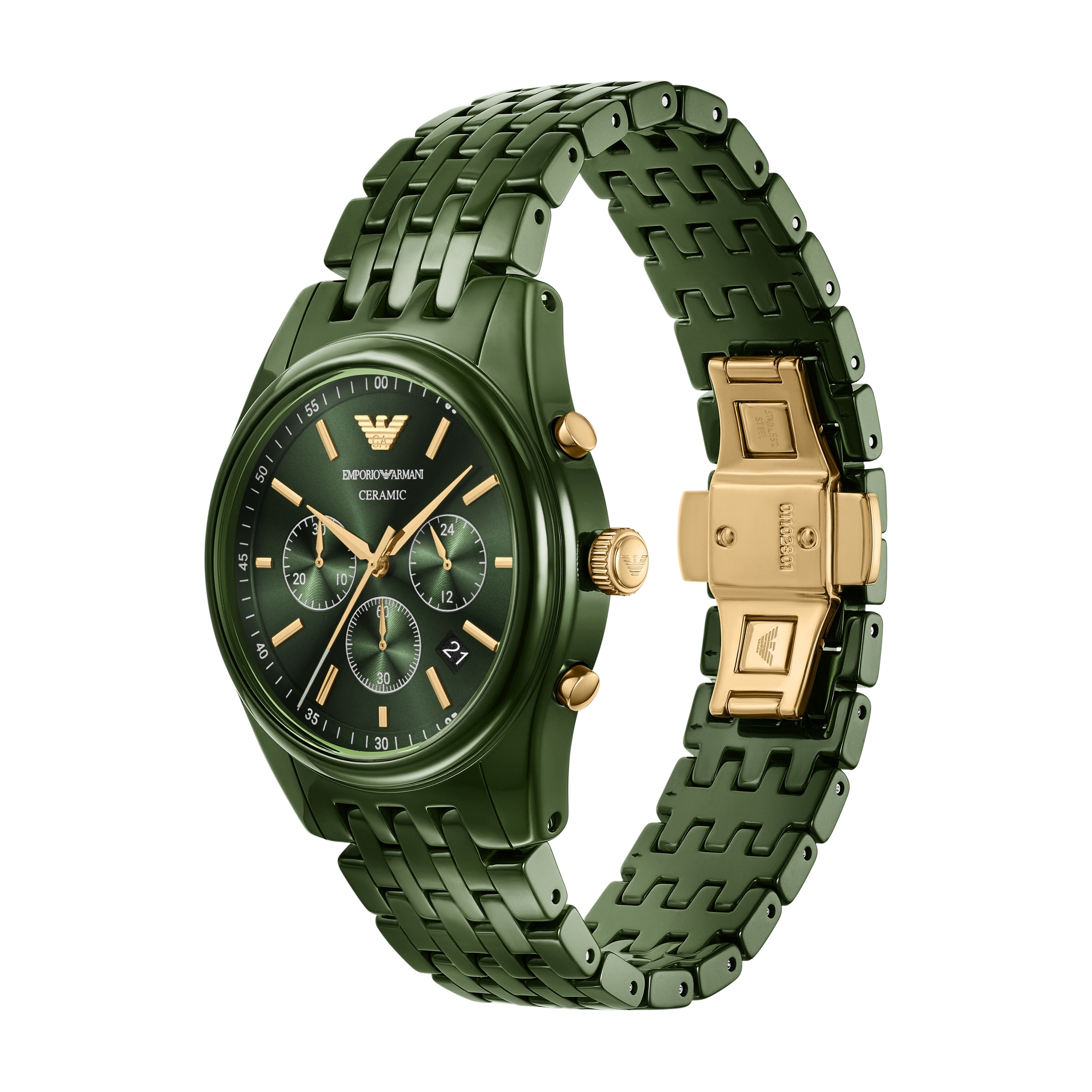 Emporio Armani Chronograph, Quarzuhr, Armbanduhr, Herrenuhr, Keramik, analog, Tag